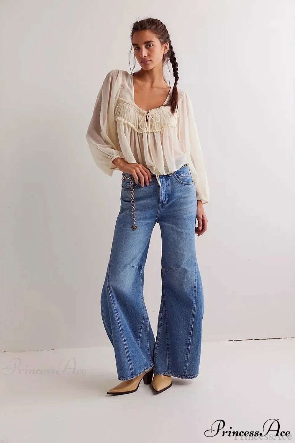 High-Waisted Wide-Leg Relaxed Full-Length Jeans - Image 8