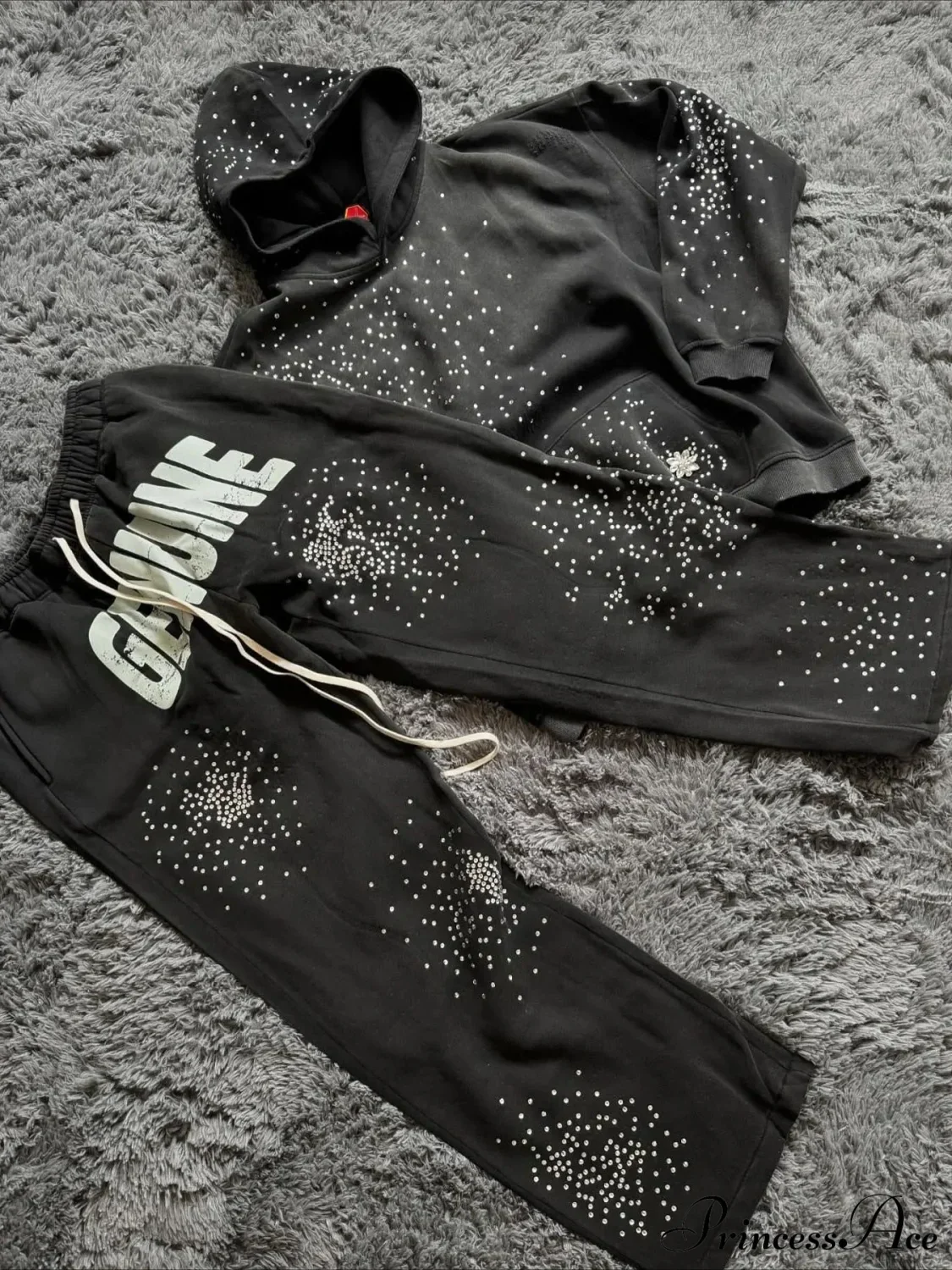 Hip Hop Cross Oversized Rhinestone Zip Up Hoodie - Image 3