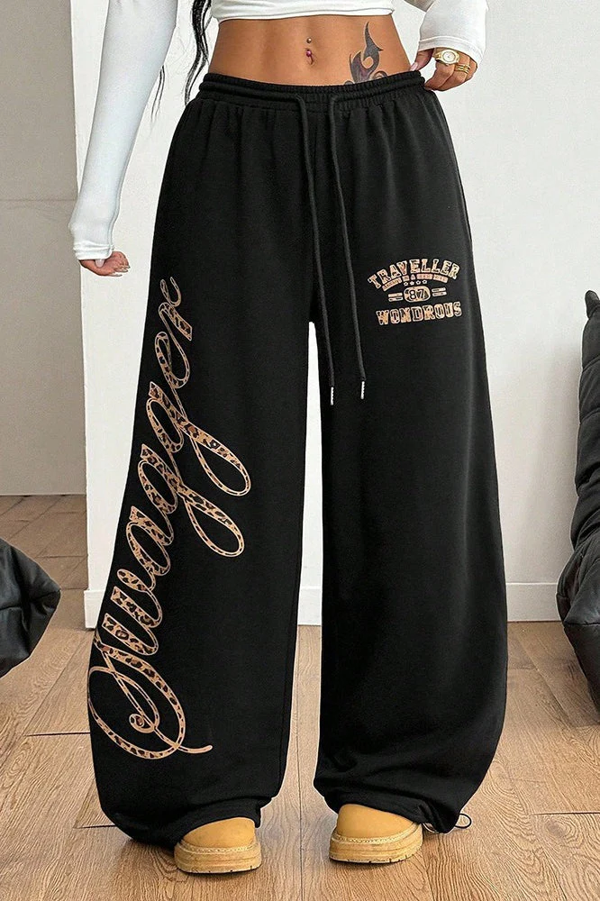 Hip Hop Graphic Print Baggy Casual Pants - Image 4