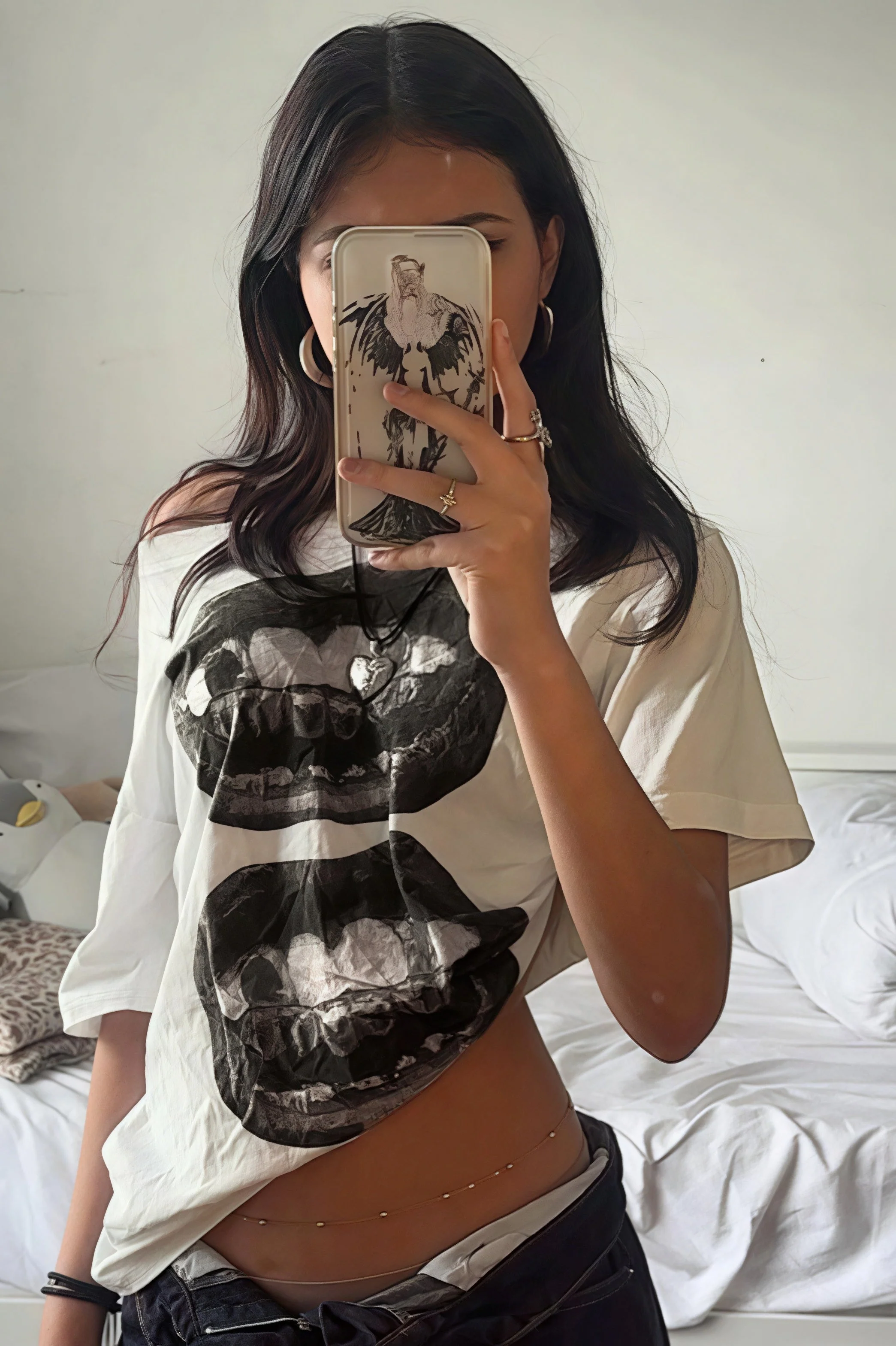 Hip Hop Lip Print Asymmetric Neck Sexy T-shirt - Image 4