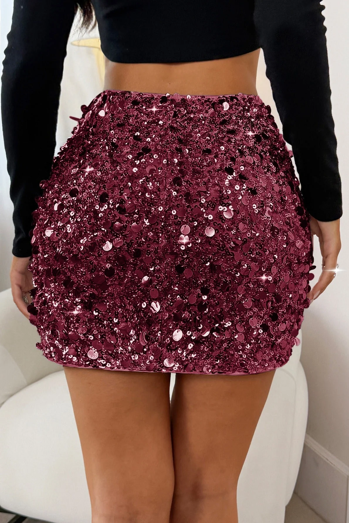 Sequins Hem Bodycon Mini Skirt - Image 3