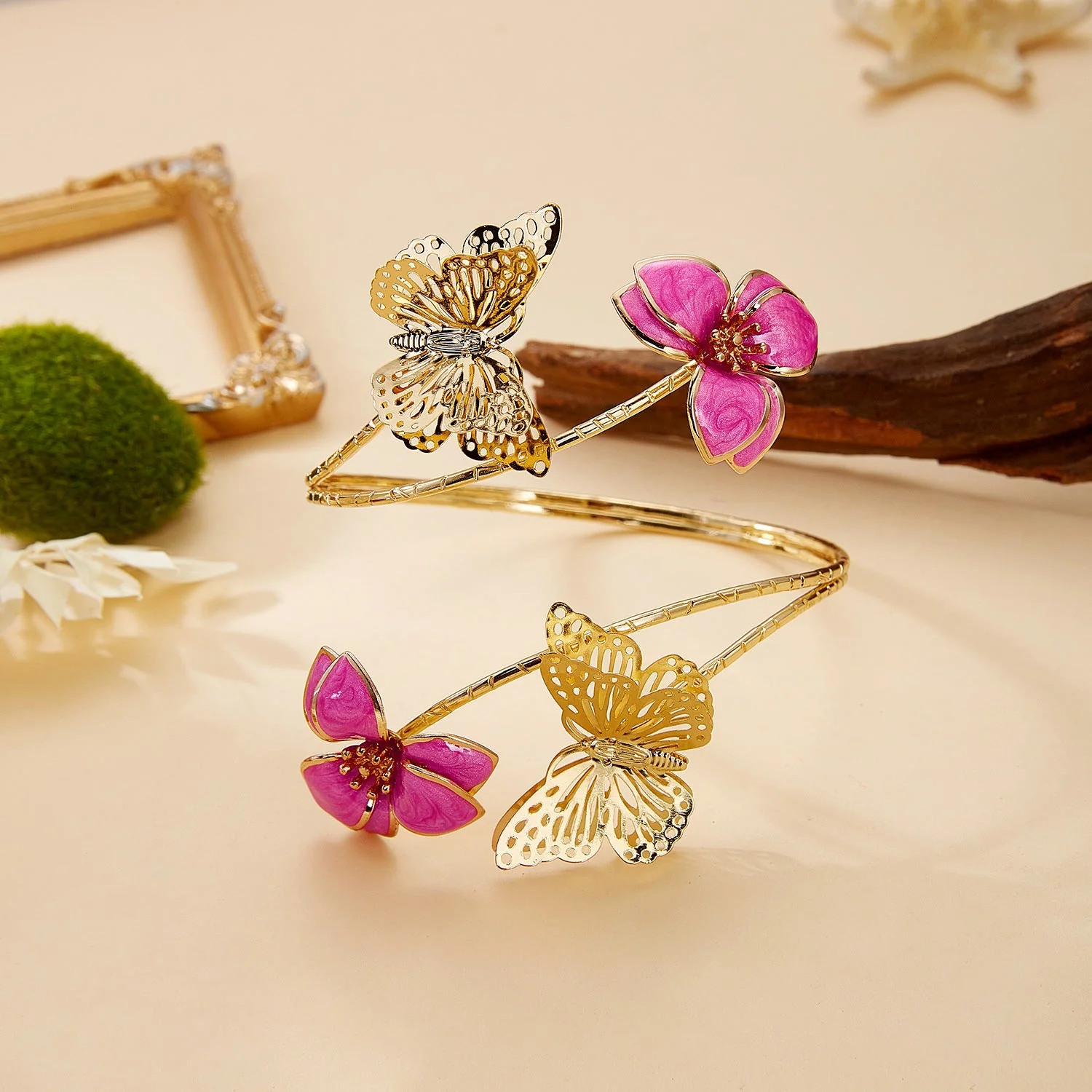 Irregular Cutout Butterfly Floral Bracelet - Image 4