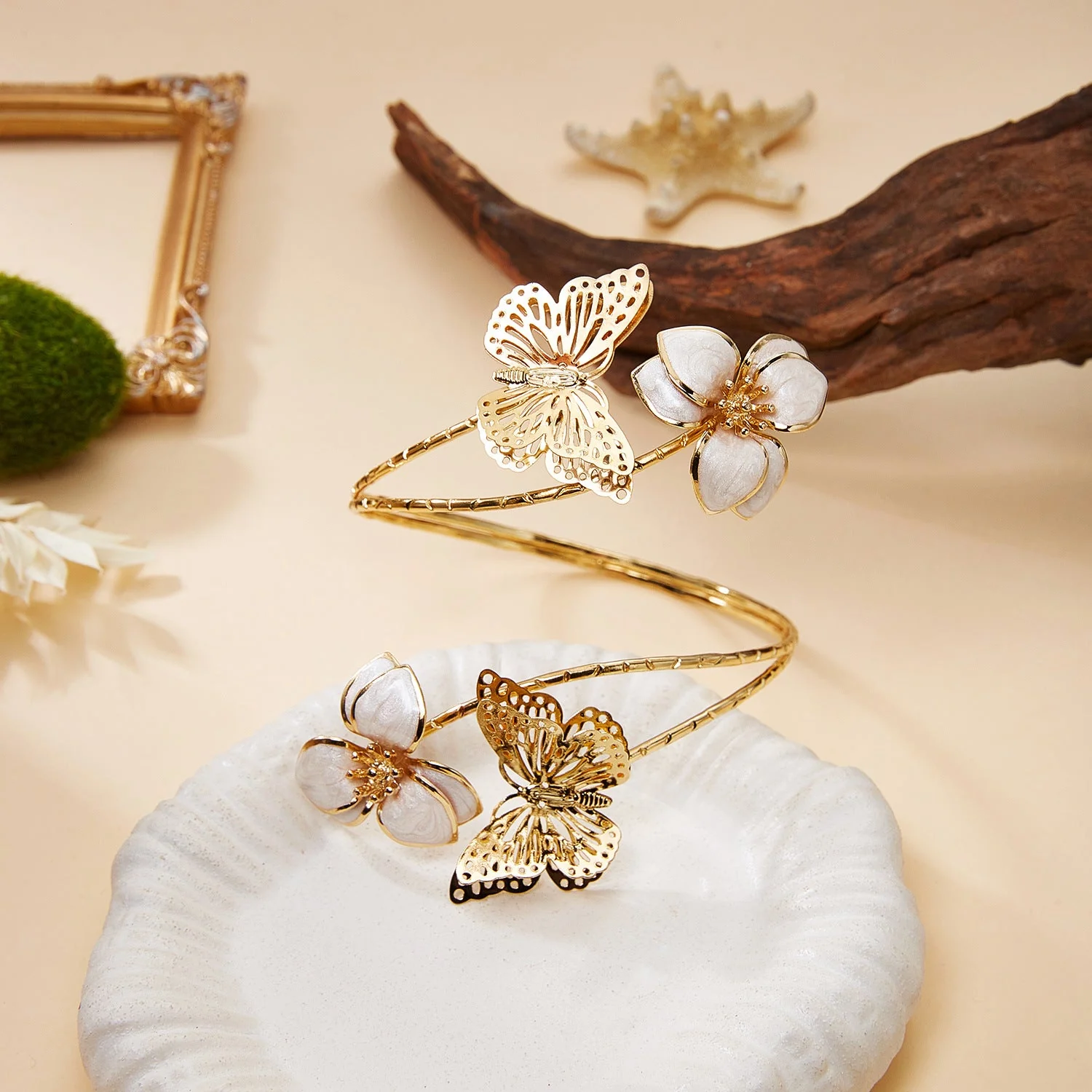 Irregular Cutout Butterfly Floral Bracelet - Image 7