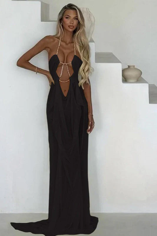 Irregular Sheer Tulle Patchwork Metal Decorative Prom Dress - Image 16