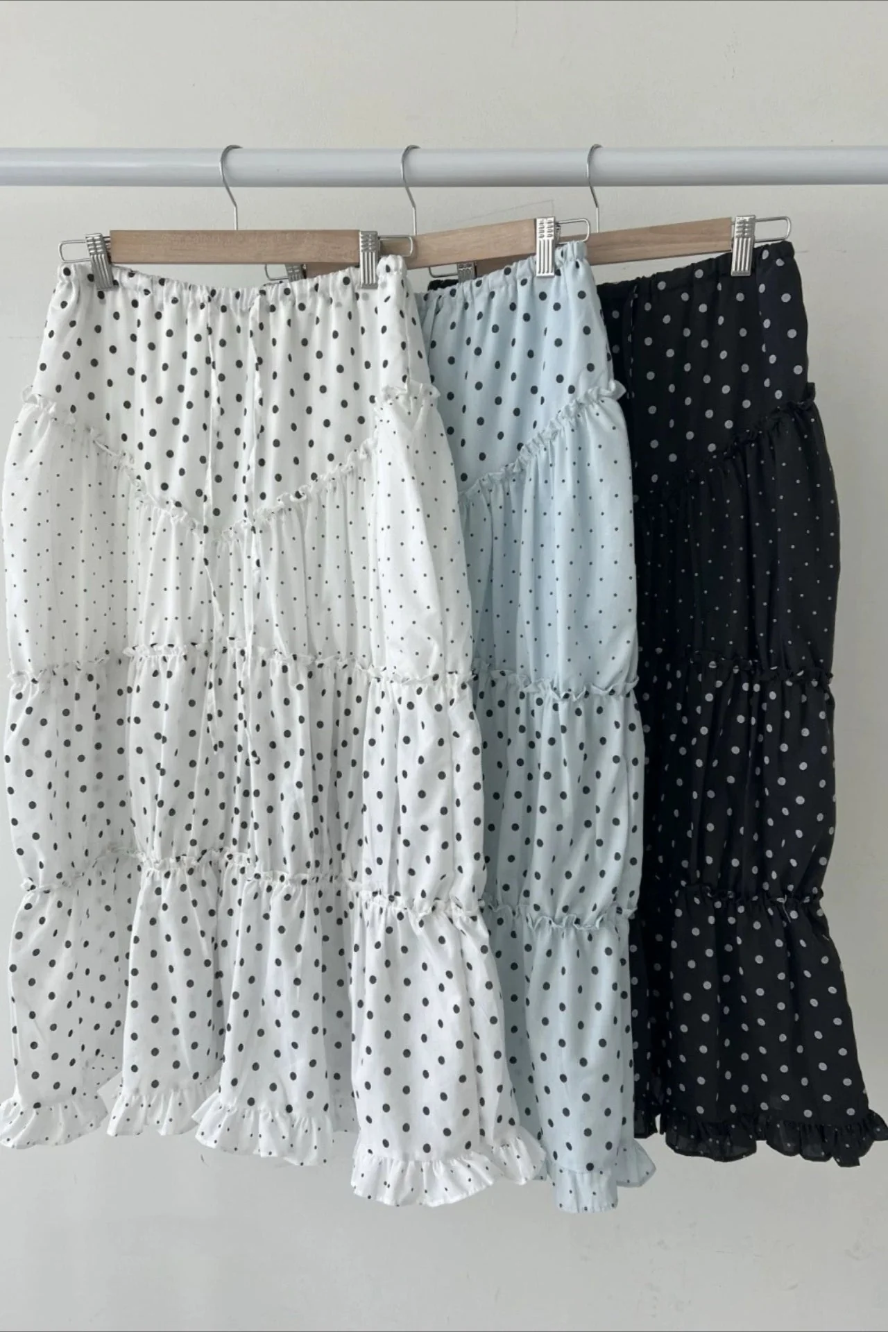 Kawaii Retro Polka Dot Ruffle Trim Mini Skirt - Image 6