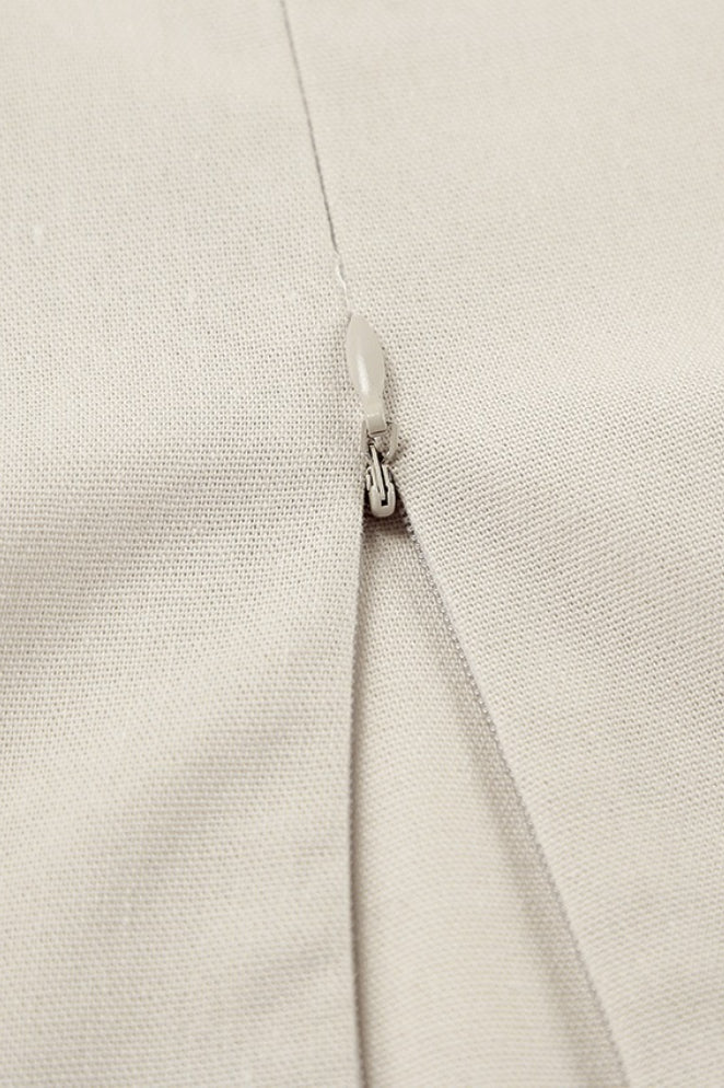 Khaki Linen Cotton Cami Loose Office Maxi Dress - Image 6