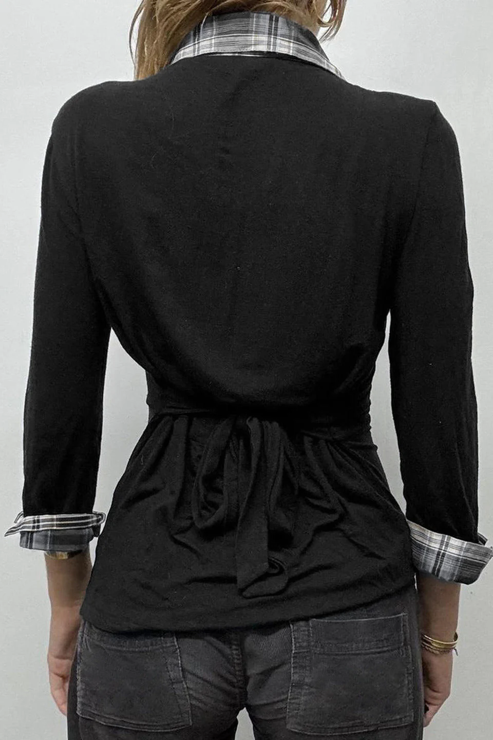 Knit Camouflage Fitted Long Sleeve Blouse - Image 4