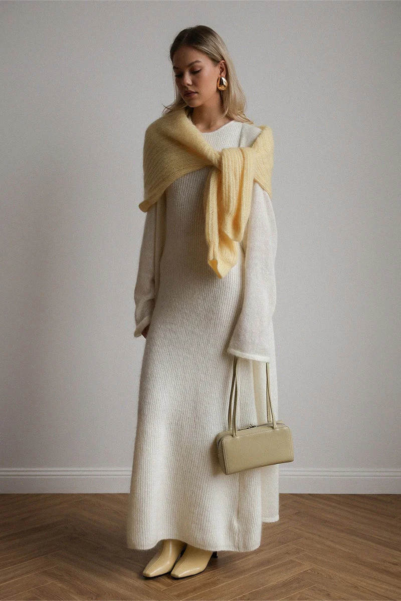 Knit Cardigan Sleeveless Dress Two Piece Set - Image 2
