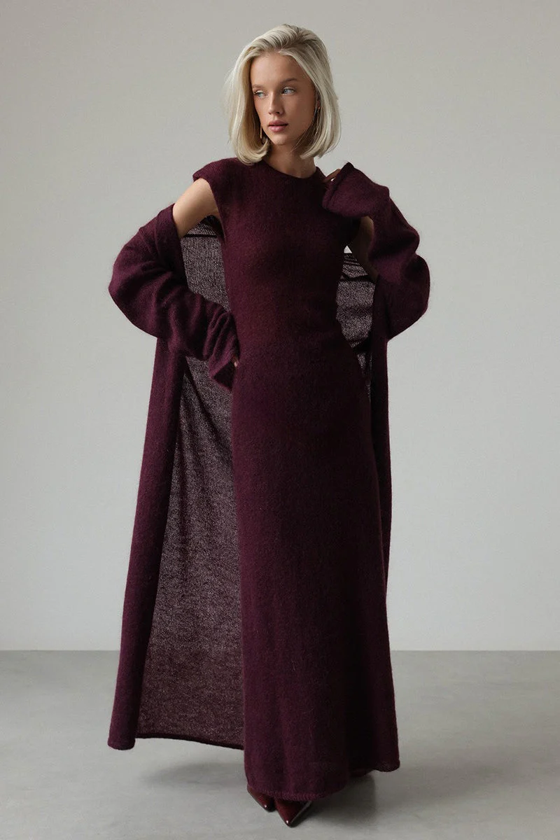 Knit Cardigan Sleeveless Dress Two Piece Set - Image 6