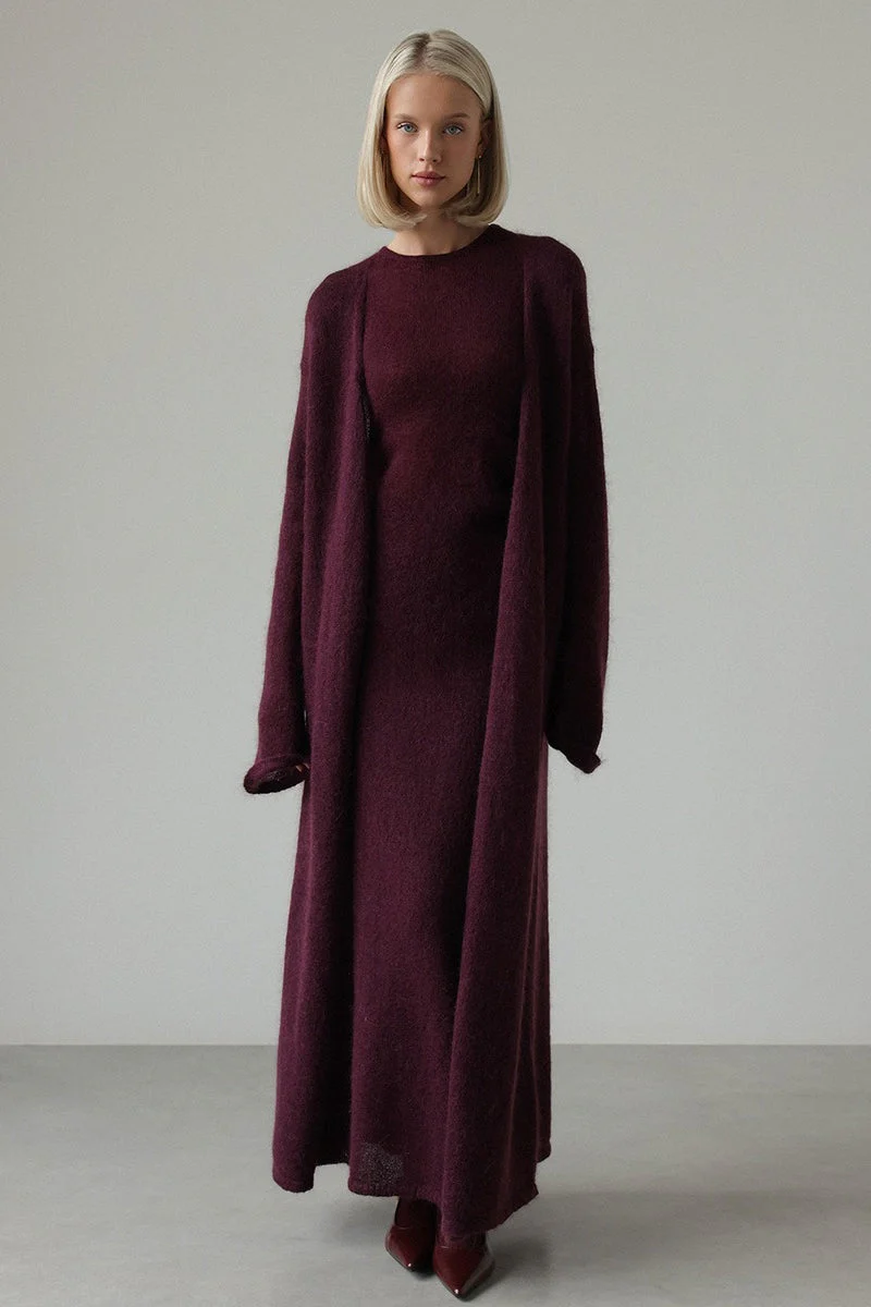 Knit Cardigan Sleeveless Dress Two Piece Set - Image 7
