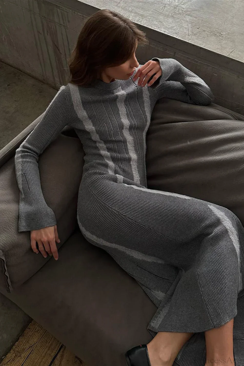 Knit Distressed Slim Maxi Dress - Image 3