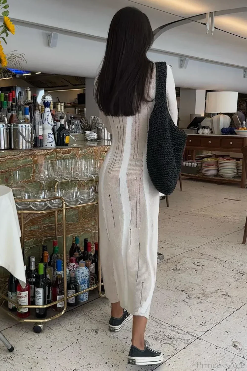 Knit Distressed Slim Maxi Dress - Image 5
