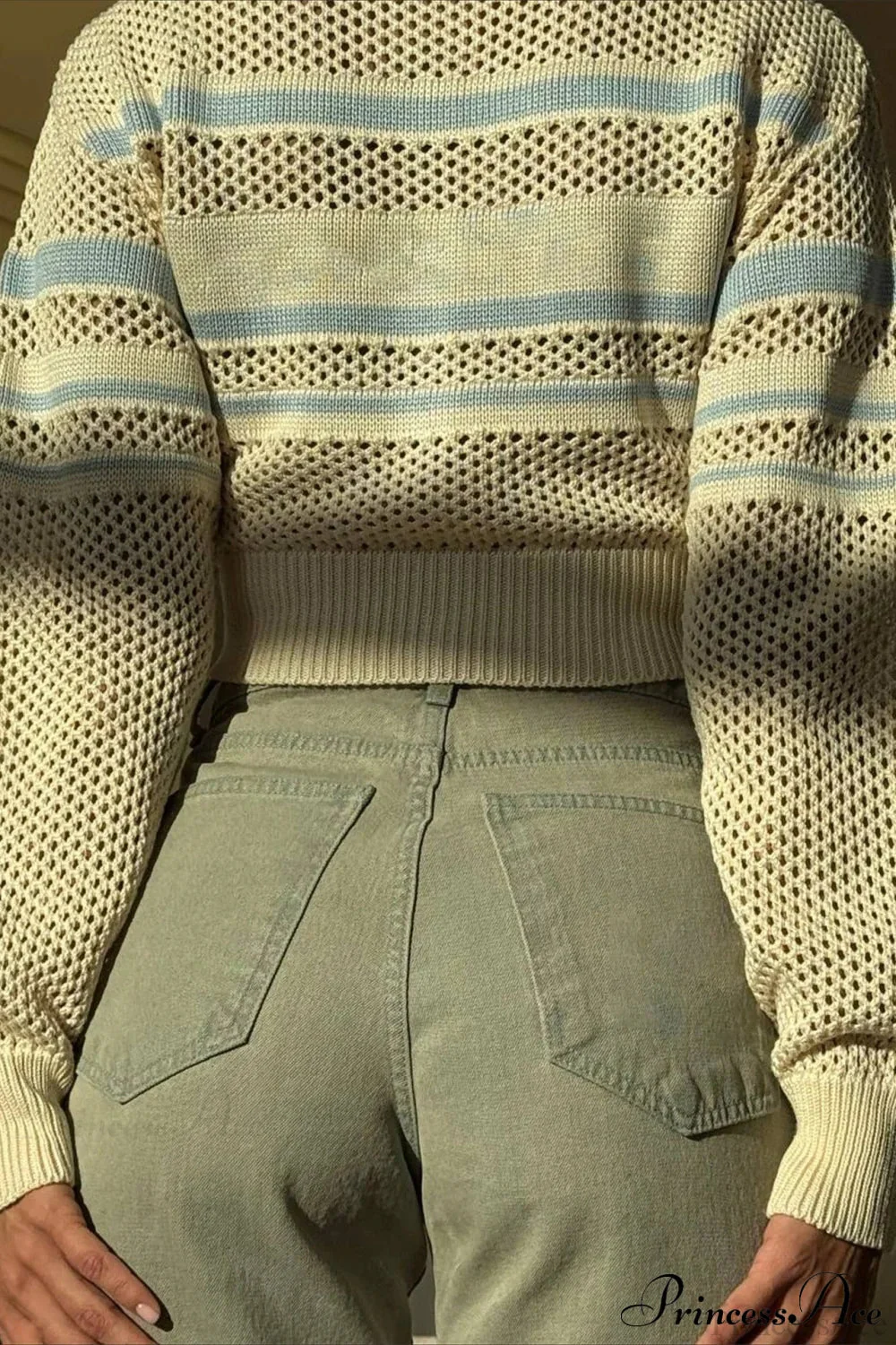 Knitted Cutout Zip Slim-Fit Design Hoodie - Image 3