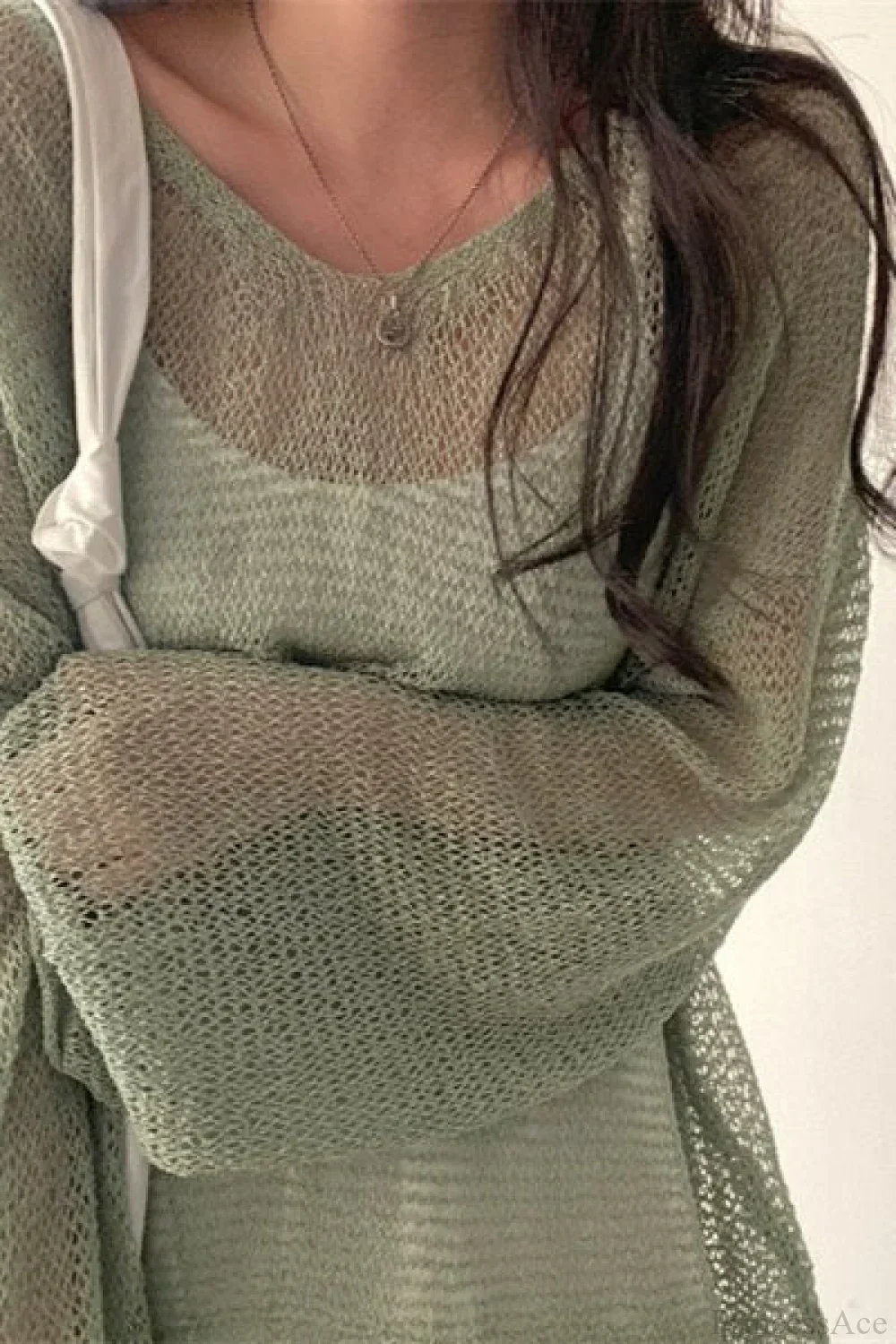 Knitted Openwork Loose Long Sleeve Chic Blouse - Image 11