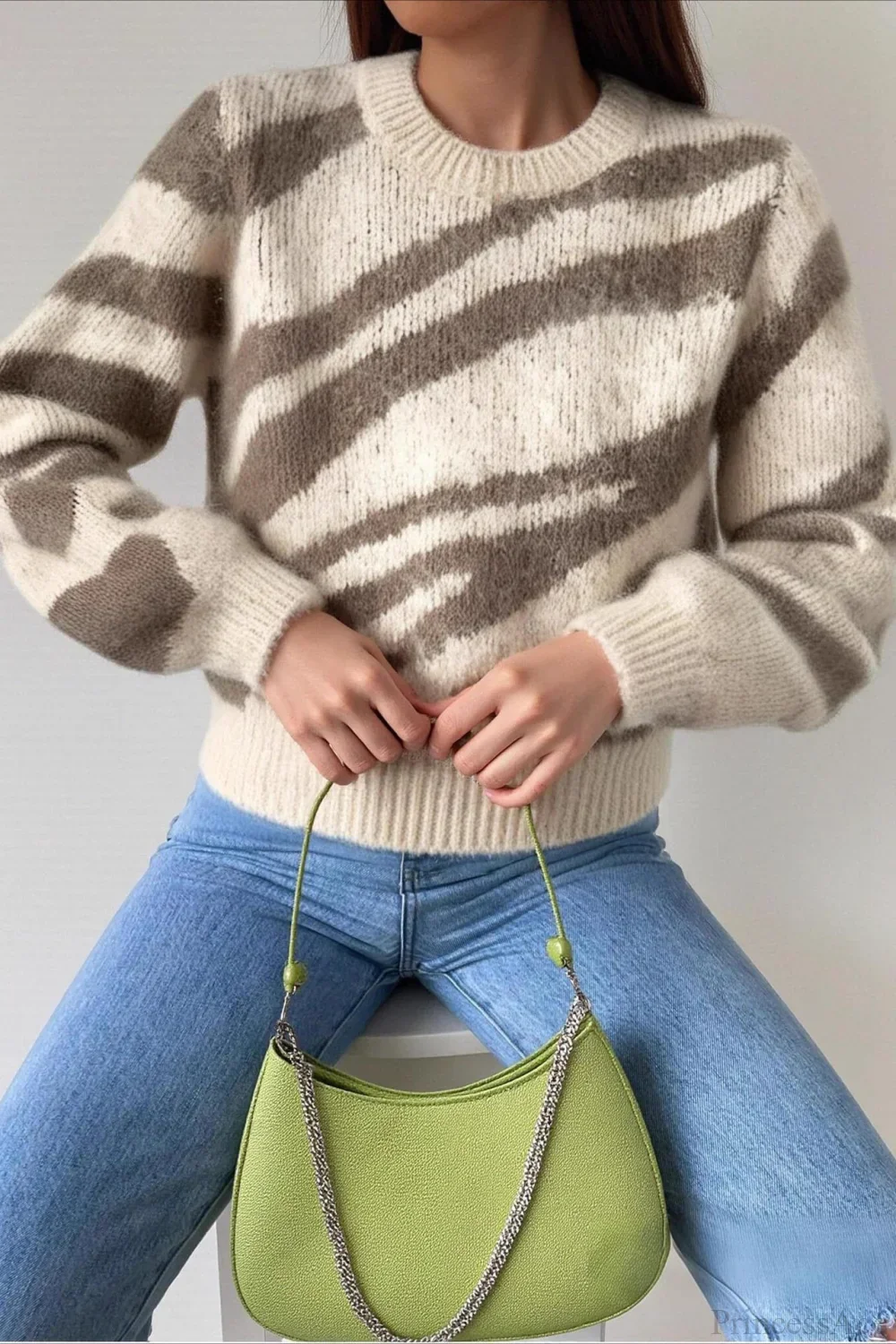 Korean Style Thickened Slouchy Crew Neck Loose Knit Sweater - Image 2