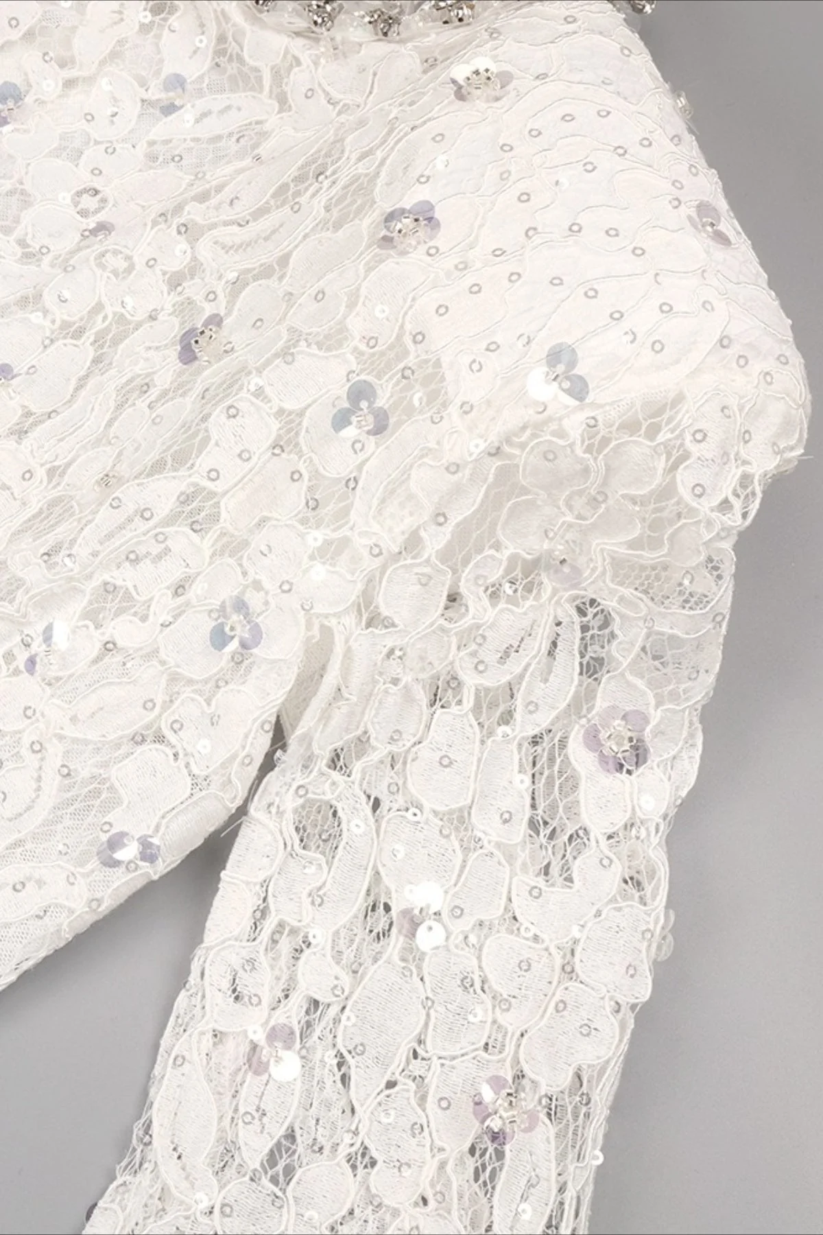 Lace Beaded Sequin Slim Cape Reception Dress - Image 11