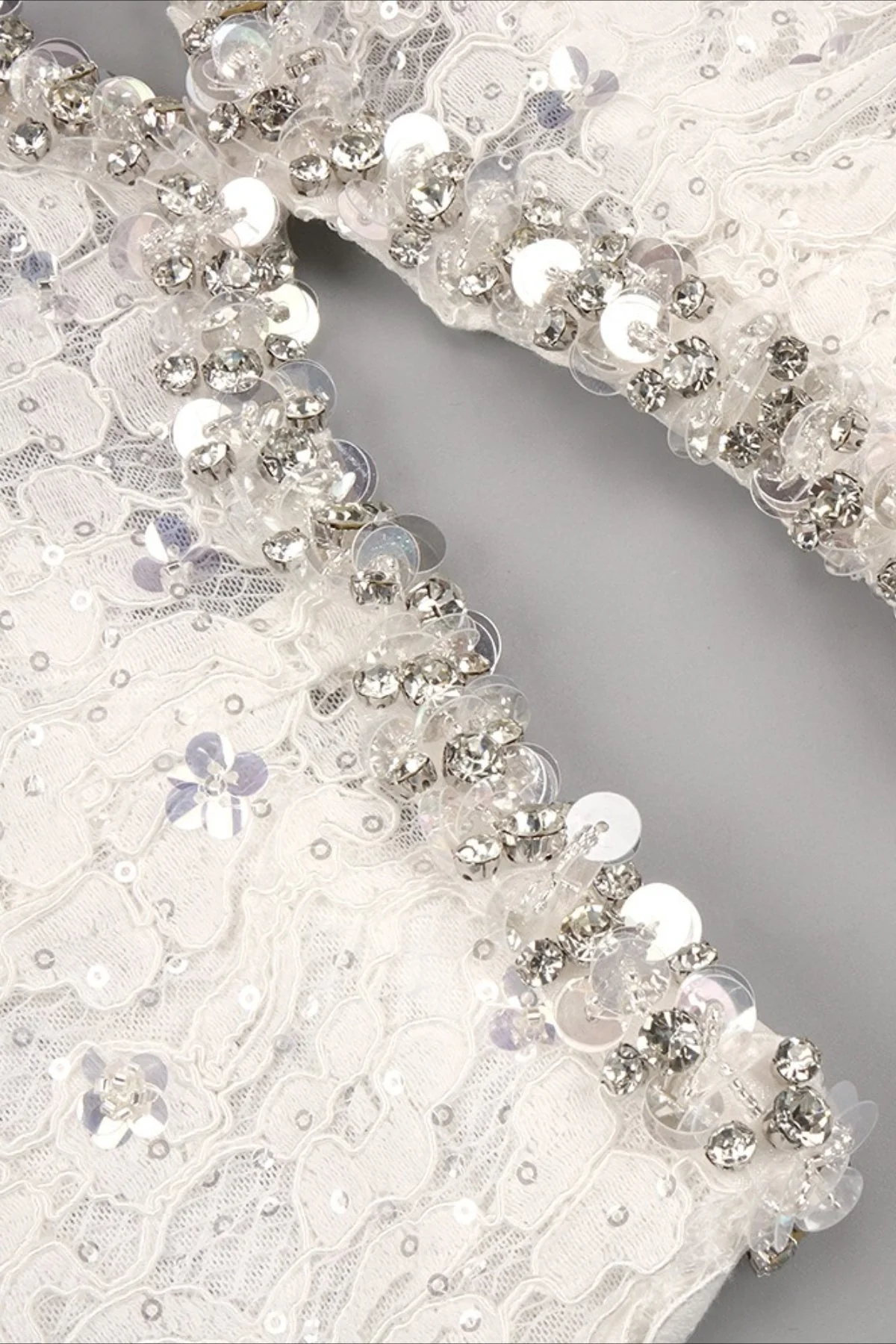 Lace Beaded Sequin Slim Cape Reception Dress - Image 12
