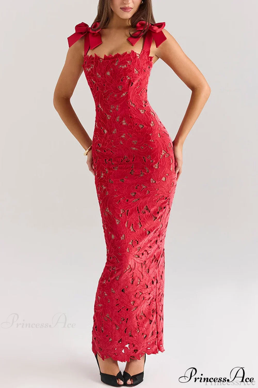 Lace Bow Bodycon Party Dress - Image 2