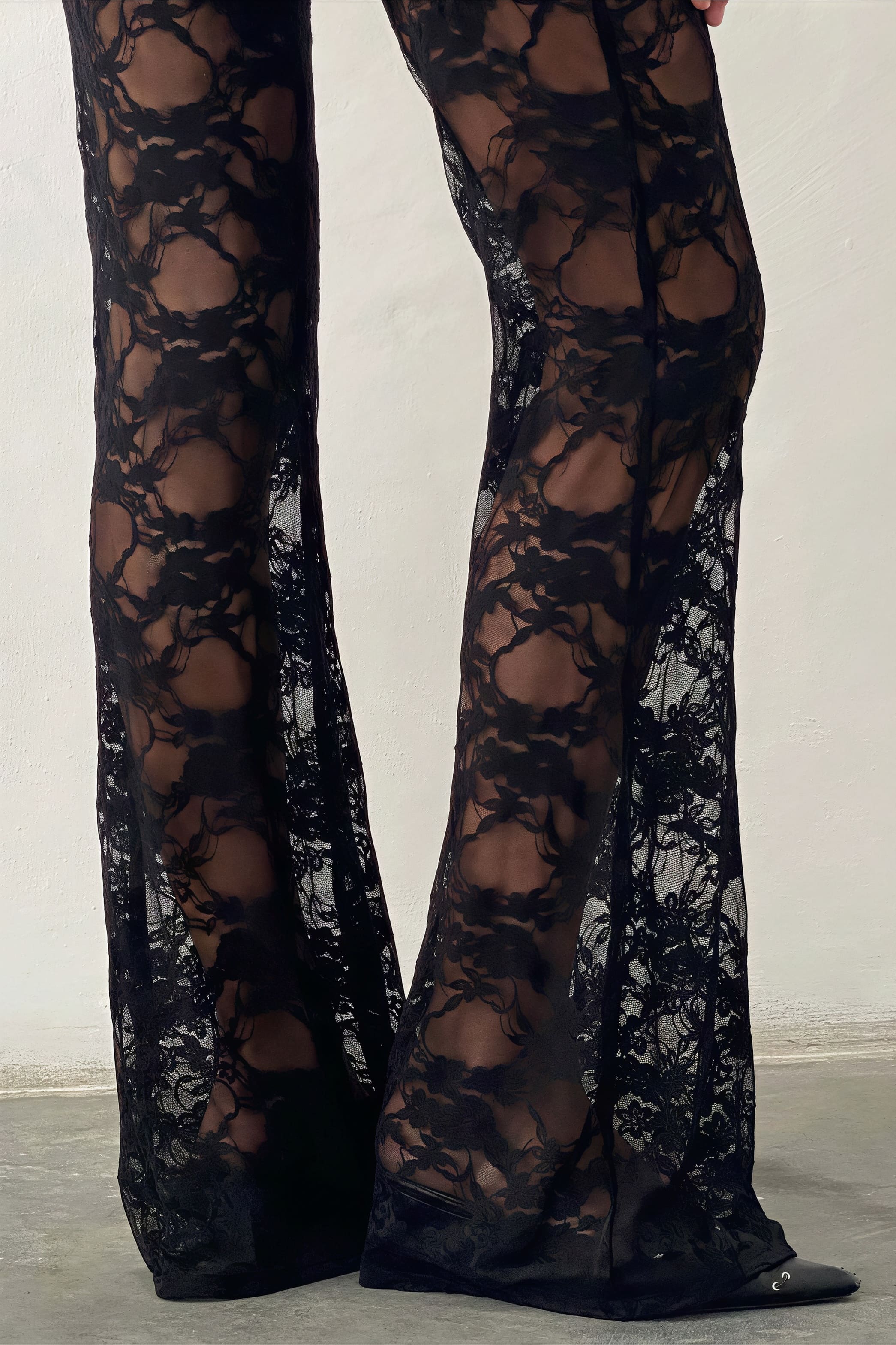 Lace Cutout High-Waisted Flared Pants - Image 3