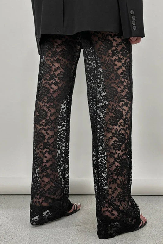 Lace Cutout Paneled High-Rise Straight Pants - Image 5