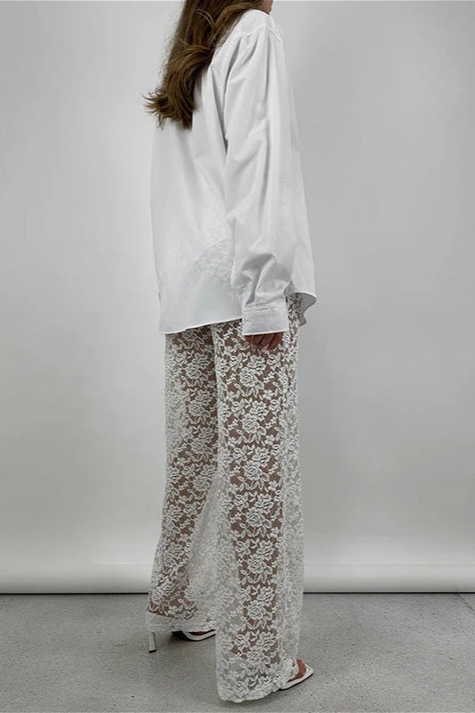 Lace Cutout Paneled High-Rise Straight Pants - Image 9
