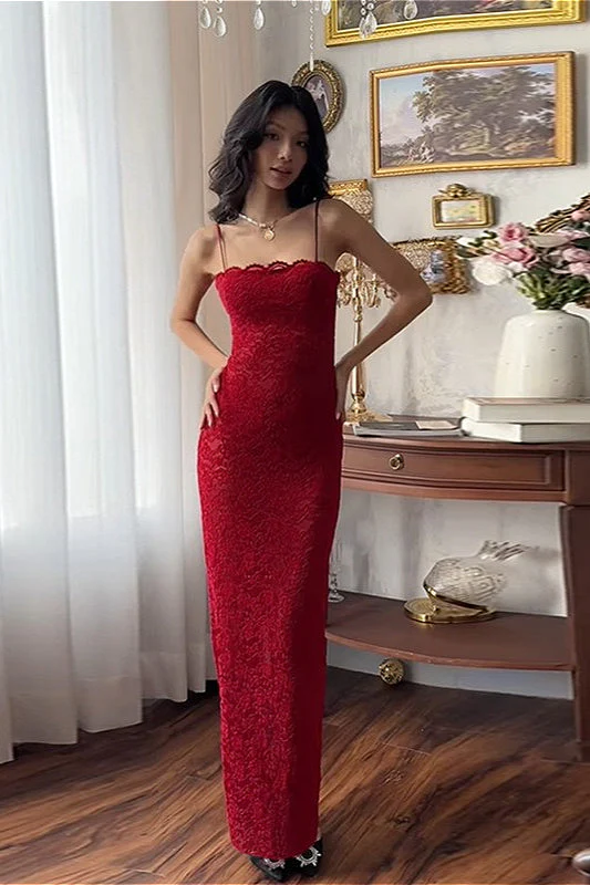 Lace Cutout Spaghetti Strap Sexy Slim Maxi Dress - Image 4