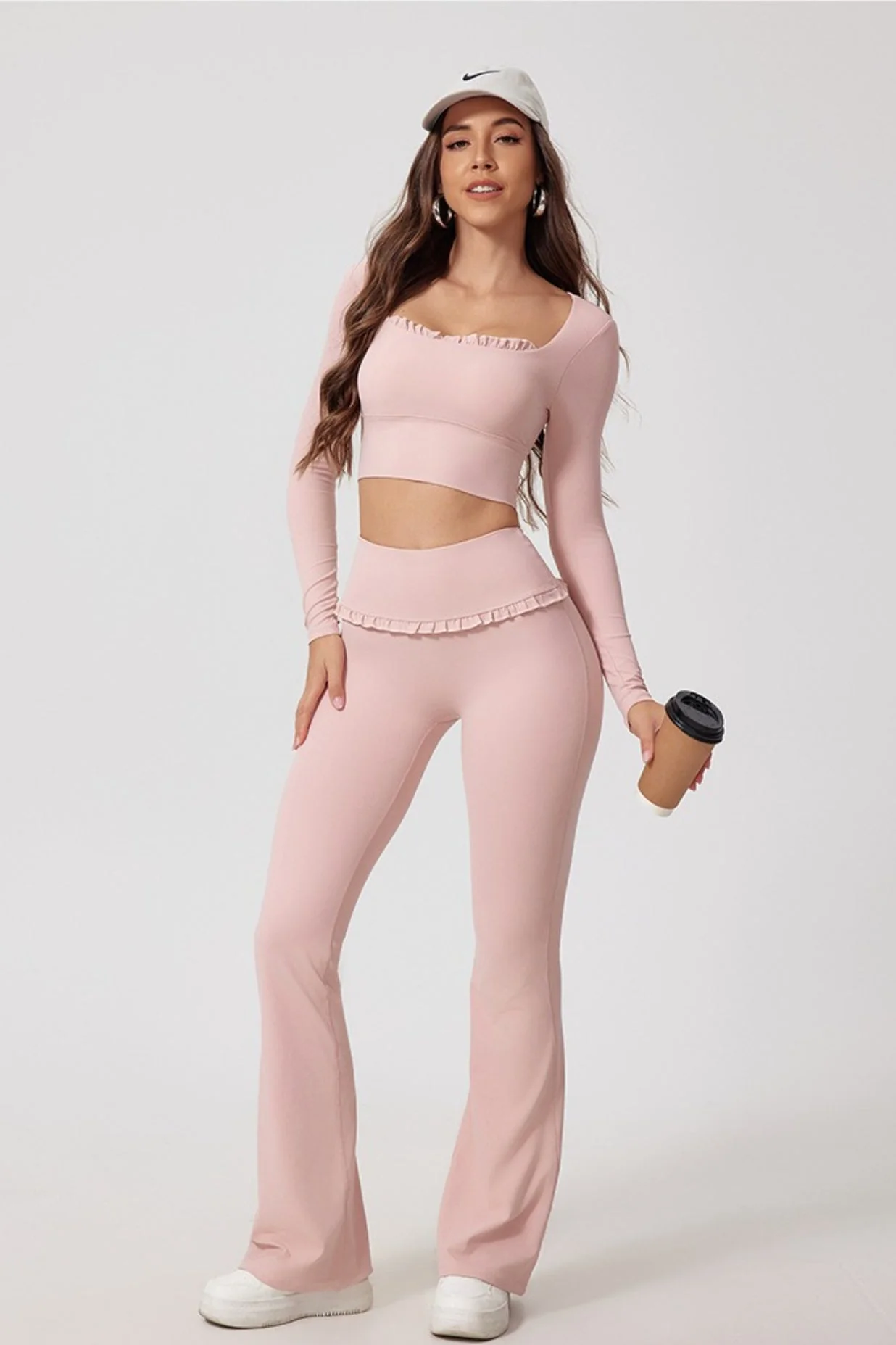 Lace Detail High-Rise Booty Sculpting Yoga Leggings - Image 3