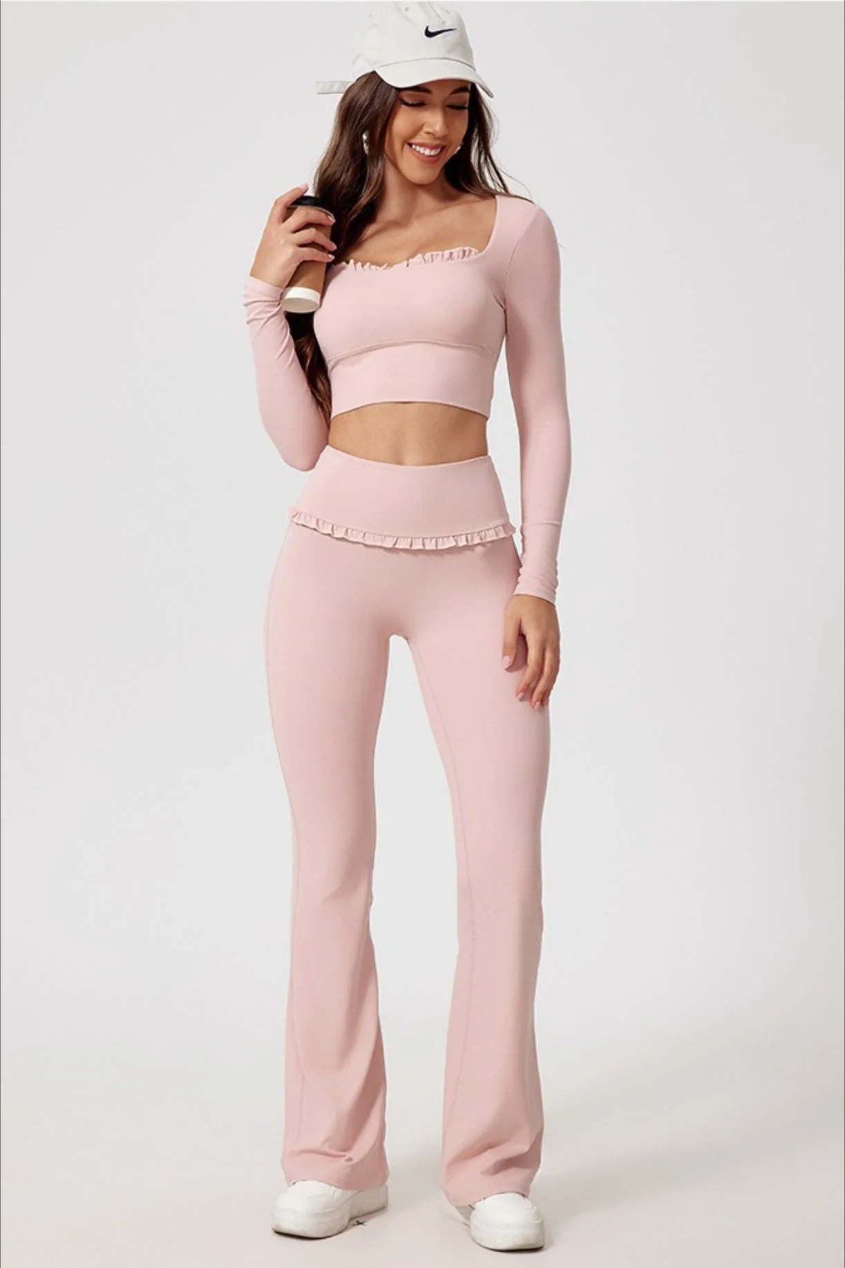 Lace Detail High-Rise Booty Sculpting Yoga Leggings - Image 4