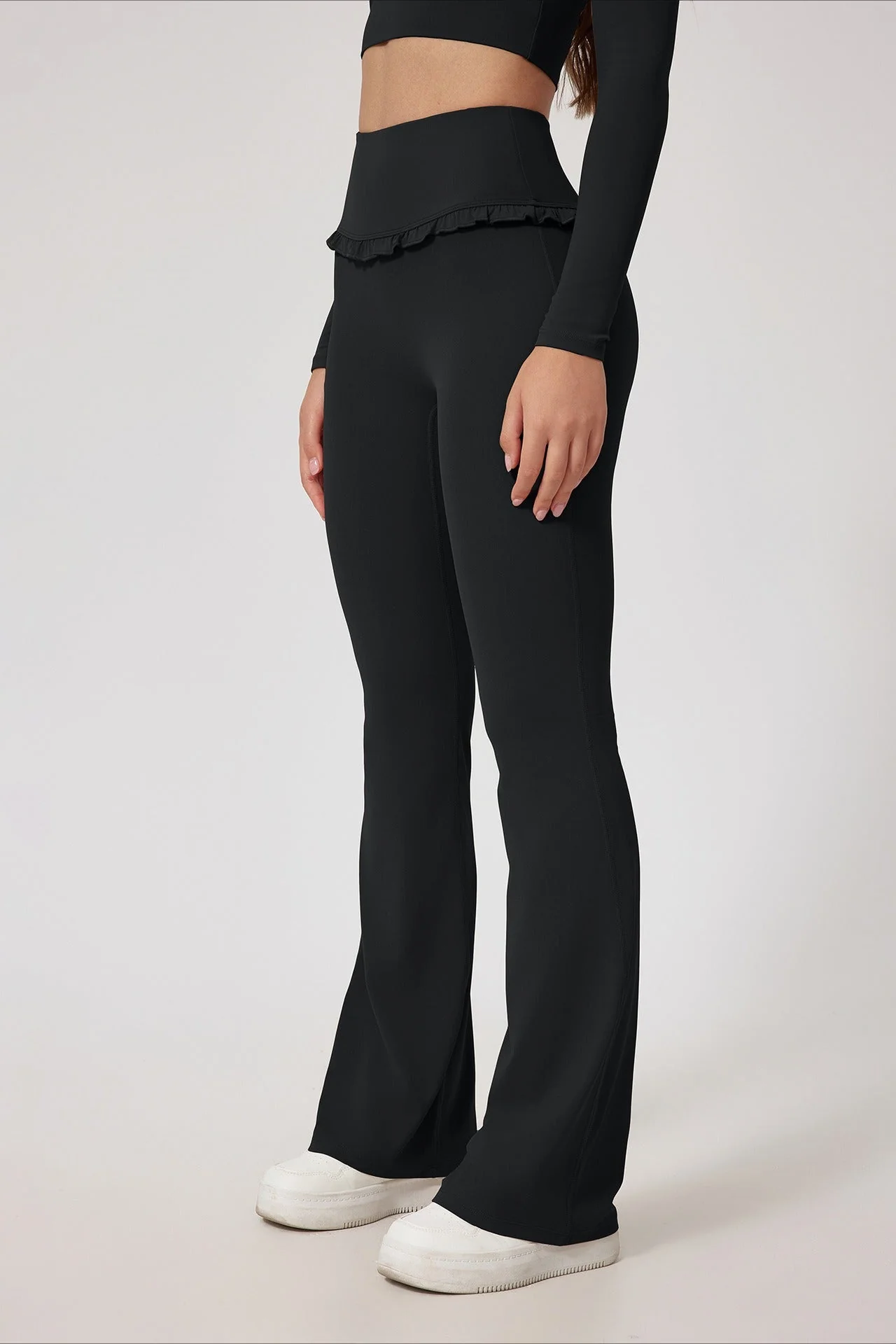 Lace Detail High-Rise Booty Sculpting Yoga Leggings - Image 5