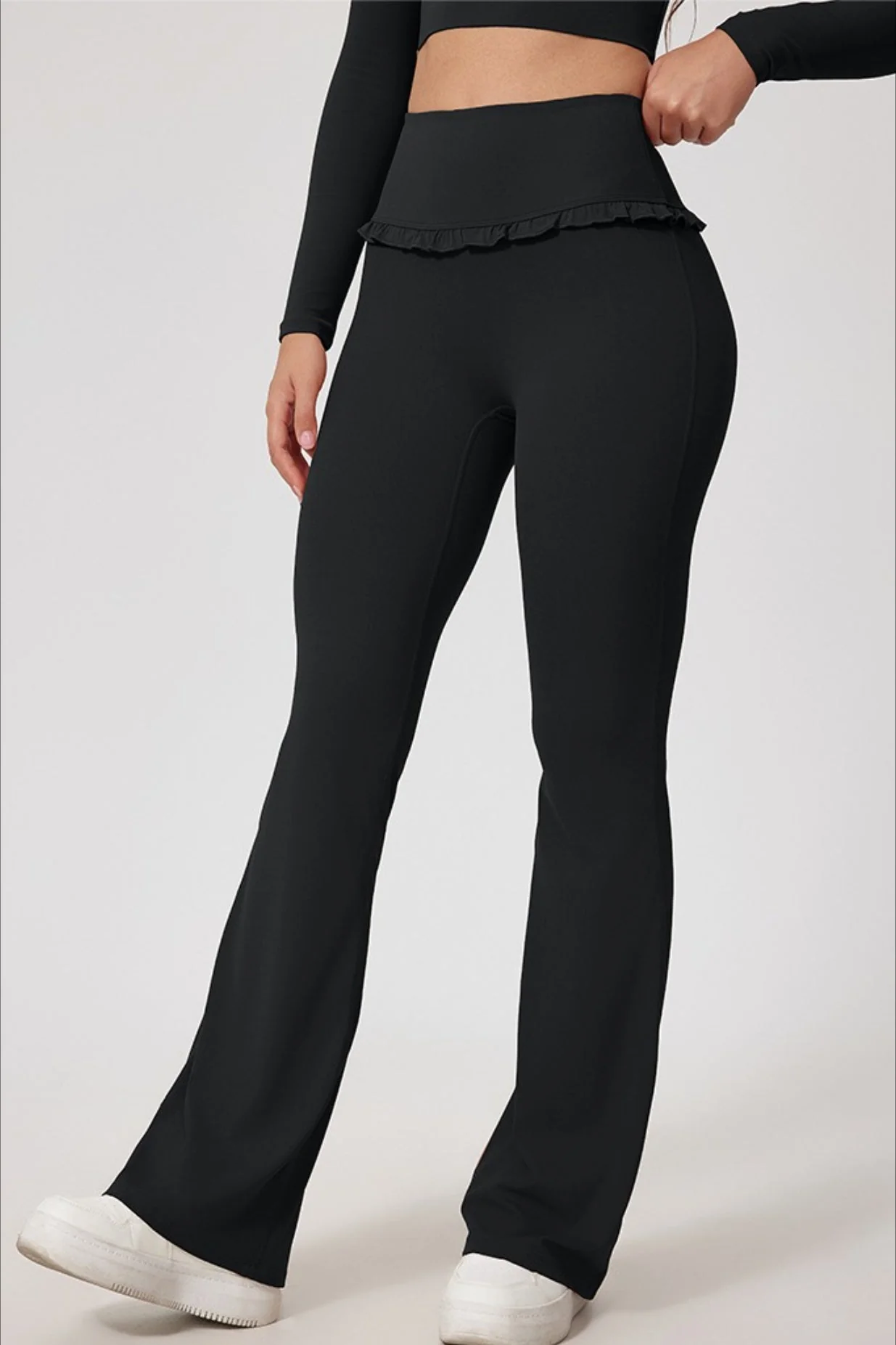 Lace Detail High-Rise Booty Sculpting Yoga Leggings - Image 6