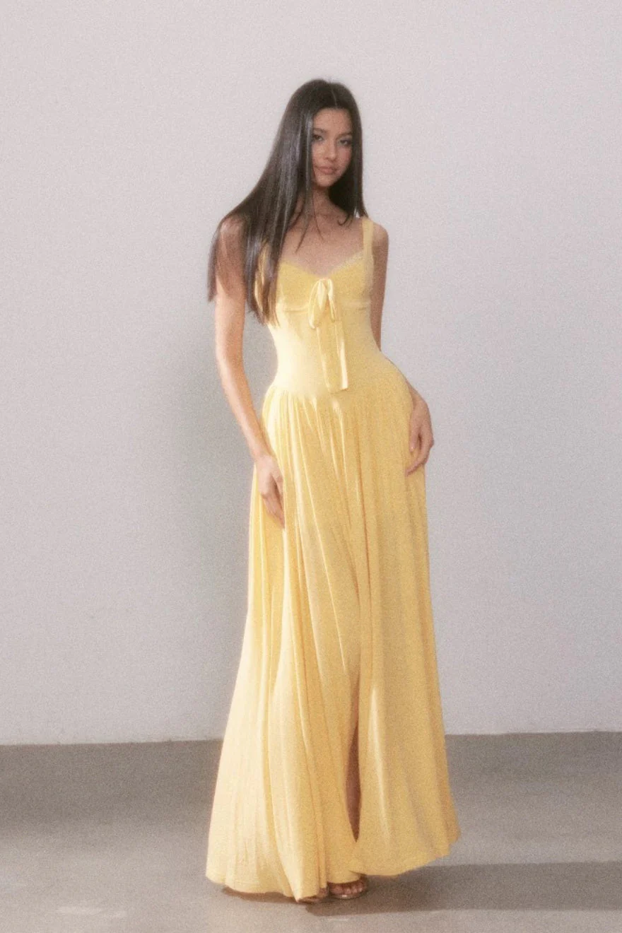 Lace Knit Cami Slit Flowy Maxi Dress - Image 2