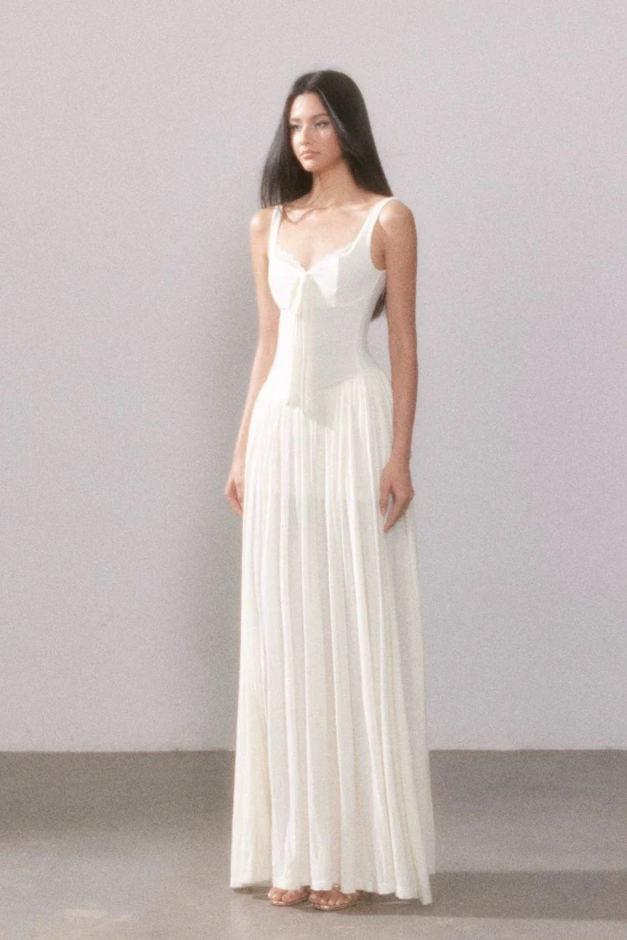 Lace Knit Cami Slit Flowy Maxi Dress - Image 5