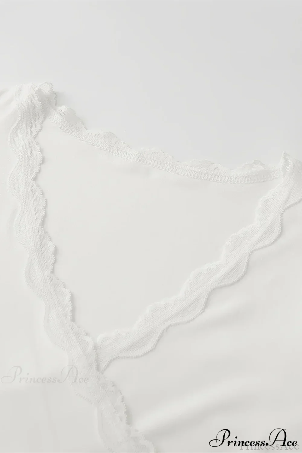 Lace Paneled V-Neck Tie-Waist Long-Sleeve Slim Knit Top - Image 9