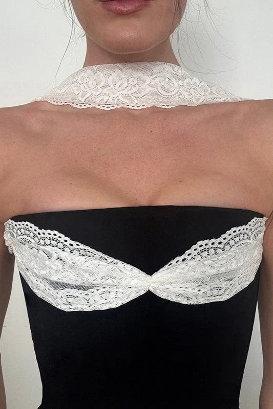 Lace Patch Slim Tube Tank Top - Image 4