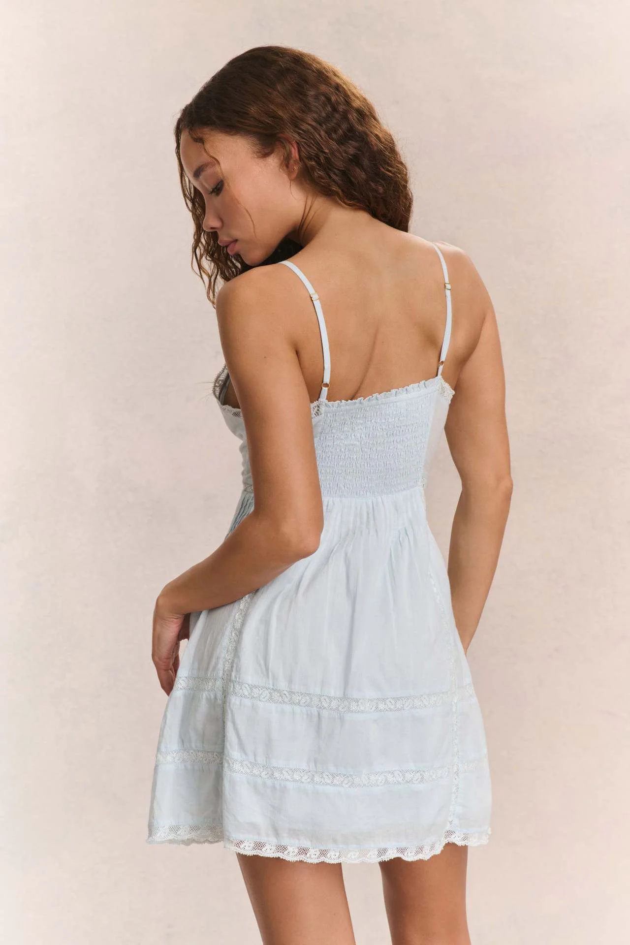 Lace Patchwork Hollow Ruffle Cami Mini Dress - Image 13