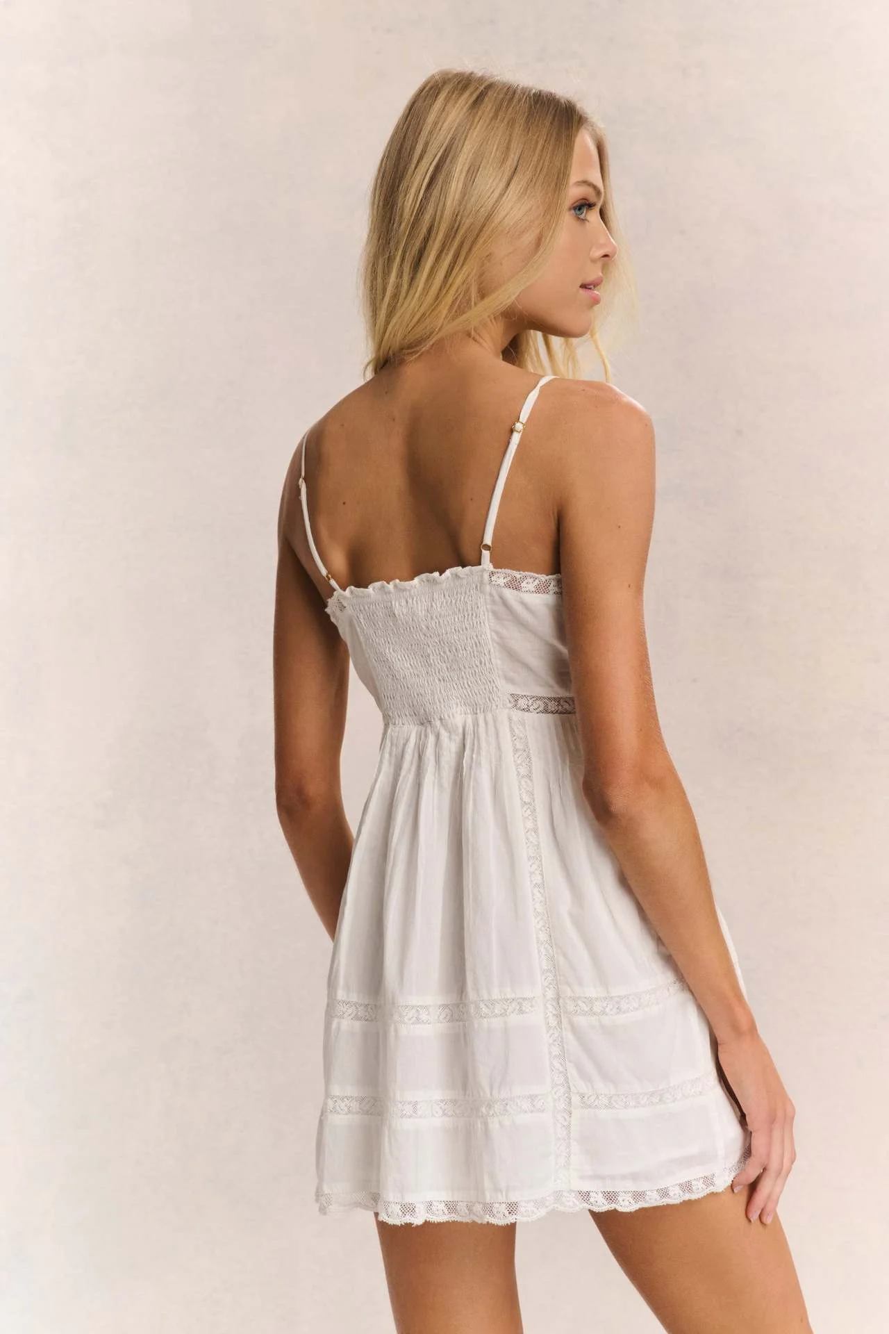 Lace Patchwork Hollow Ruffle Cami Mini Dress - Image 4