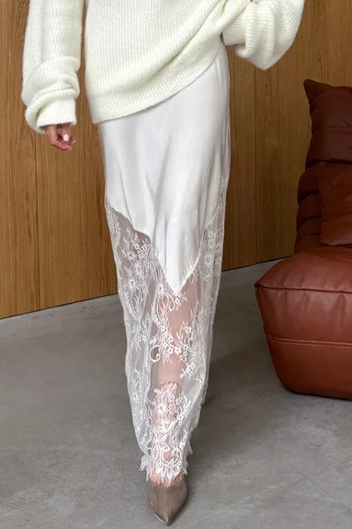 Lace Patchwork Sheer Bodycon Skirt - Image 2