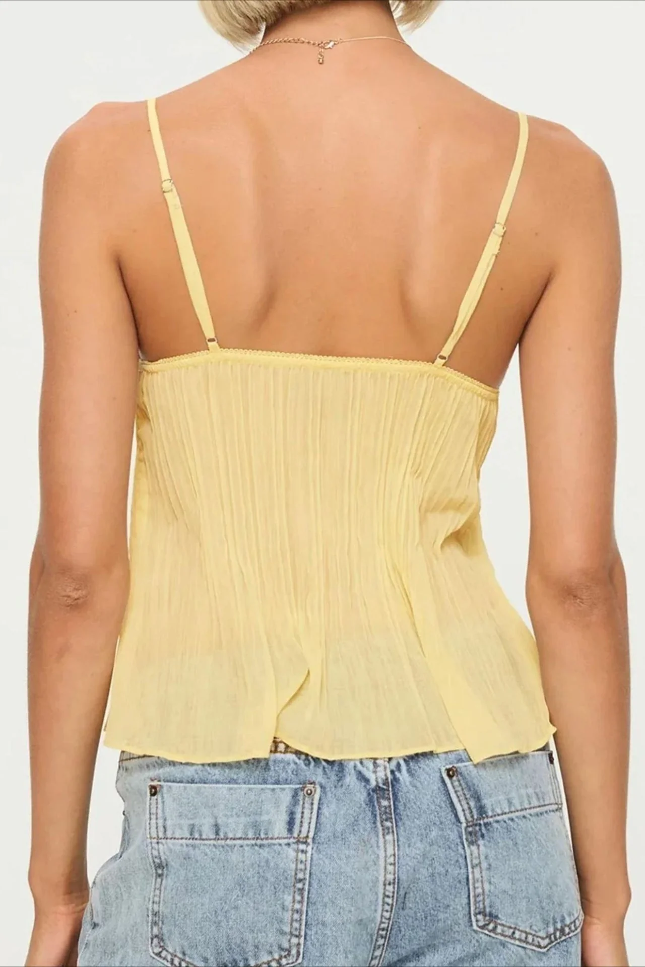 Lace Ruched Sheer Cami Top - Image 2