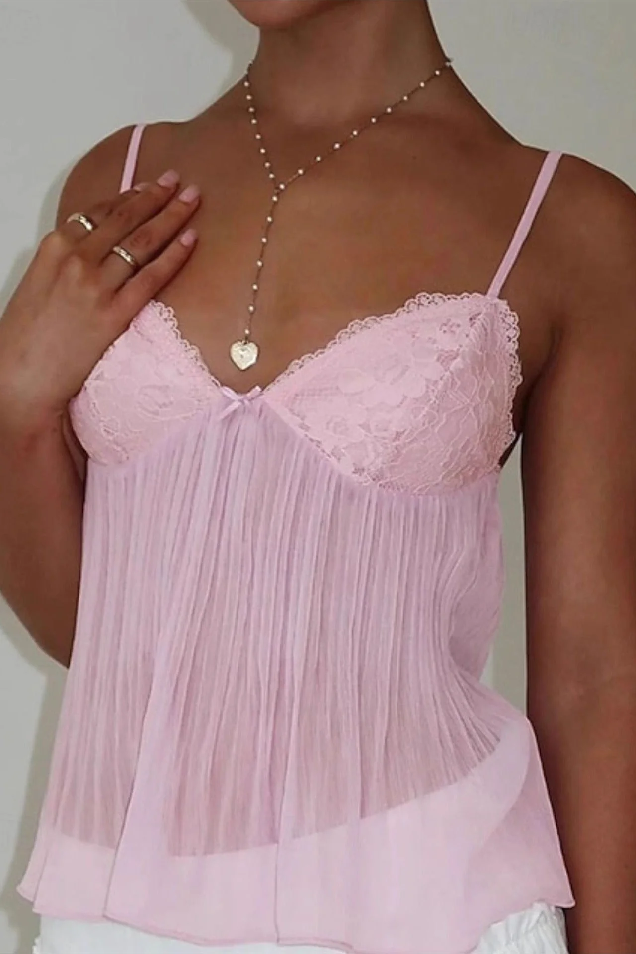 Lace Ruched Sheer Cami Top - Image 4