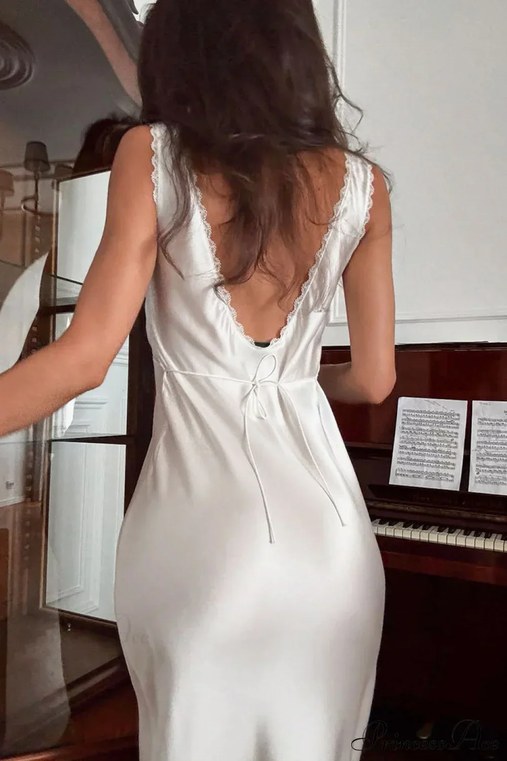Lace Trim White Cami Chic Maxi Dress - Image 6