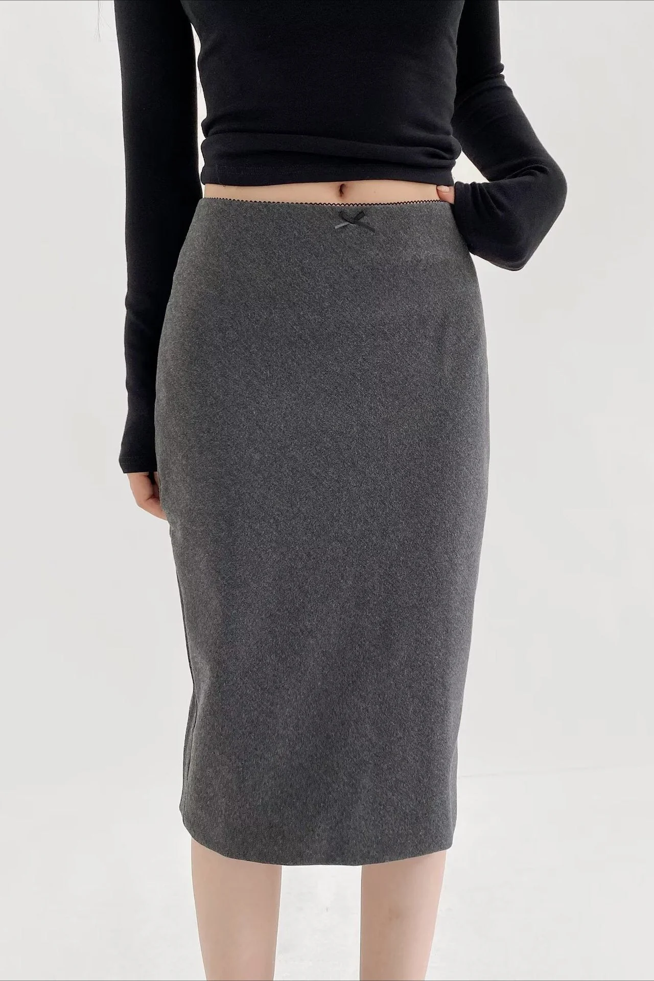 Lace Trimmed Plaid Bodycon Skirt - Image 5