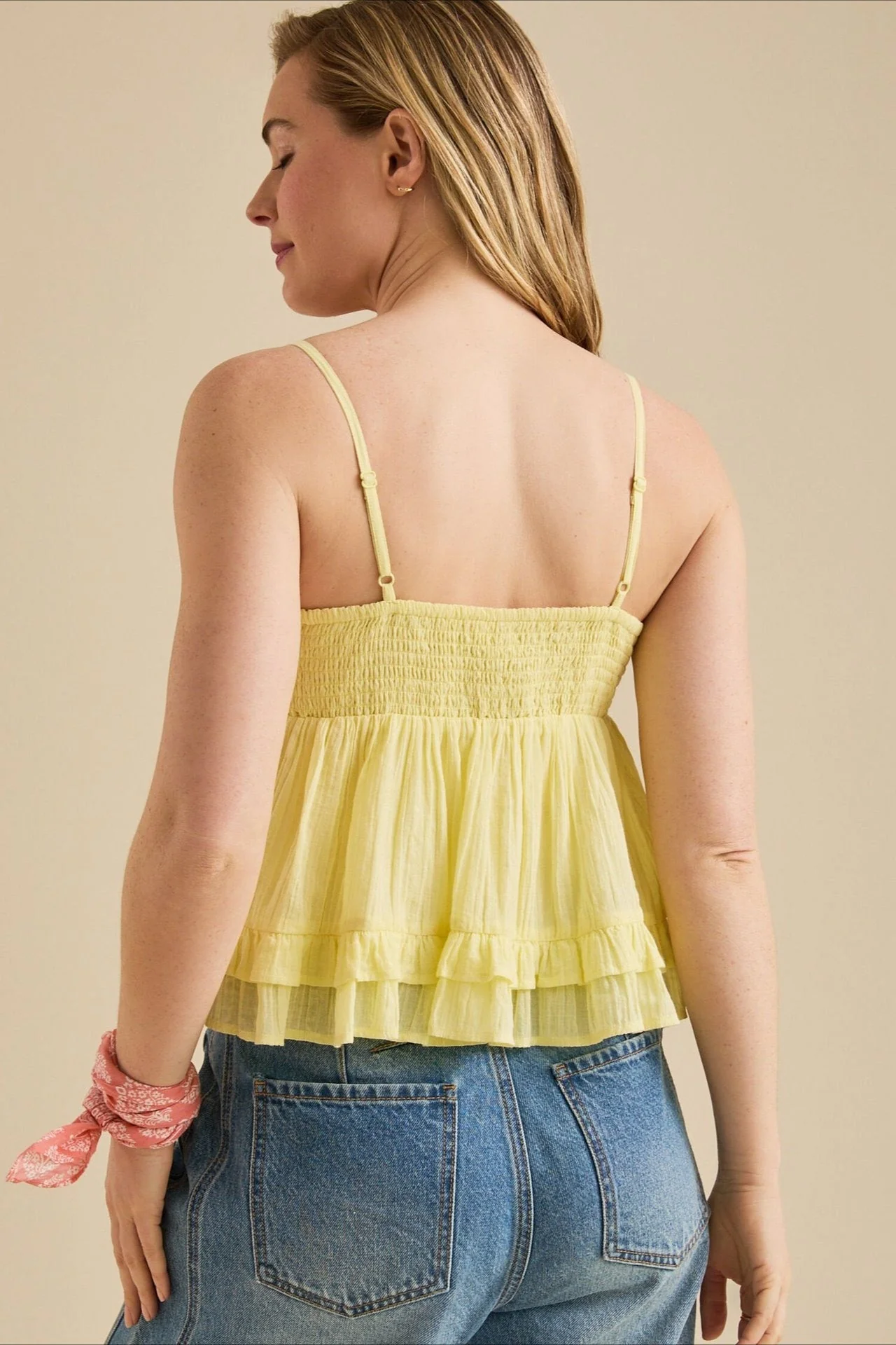 Lace V Neck Mesh Loose Cami Top - Image 4