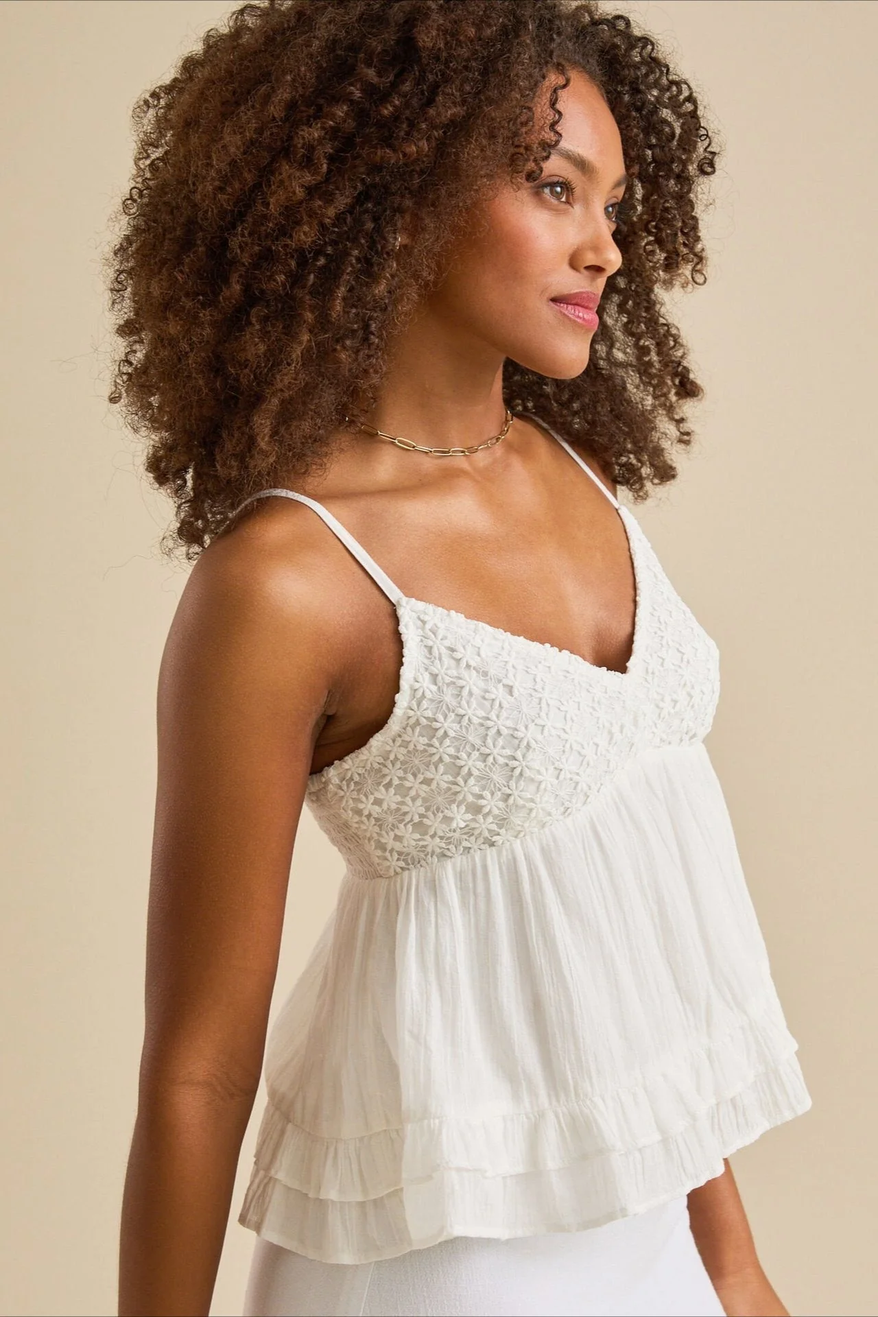 Lace V Neck Mesh Loose Cami Top - Image 7