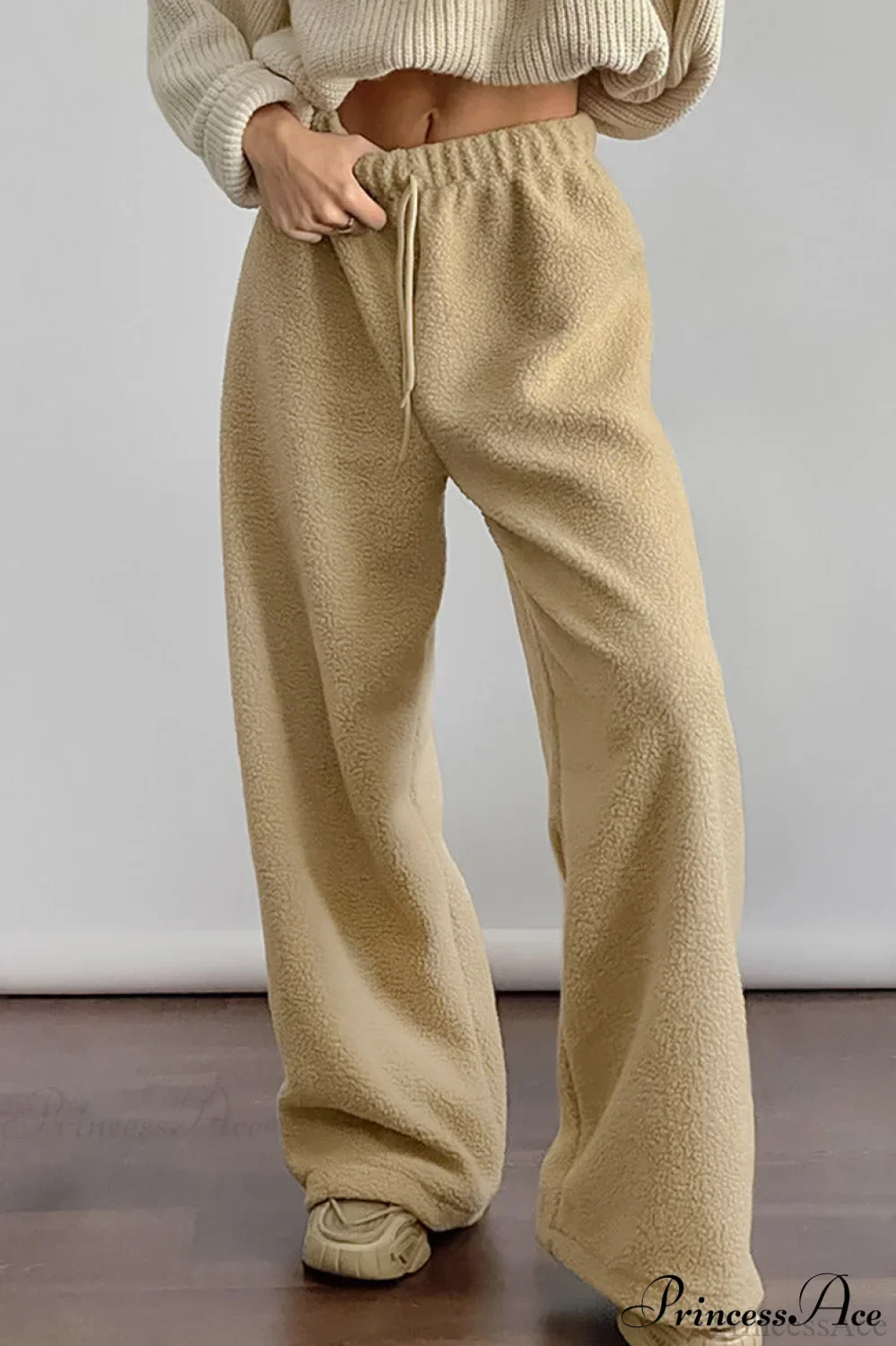 Lamb Fleece Casual Tie Waist Sports Pants - Image 3