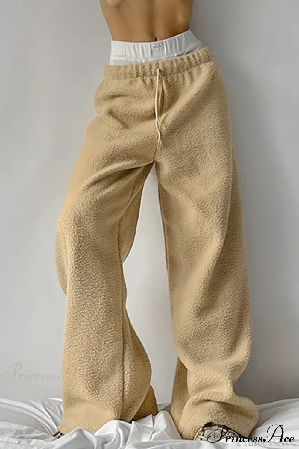 Lamb Fleece Casual Tie Waist Sports Pants - Image 4