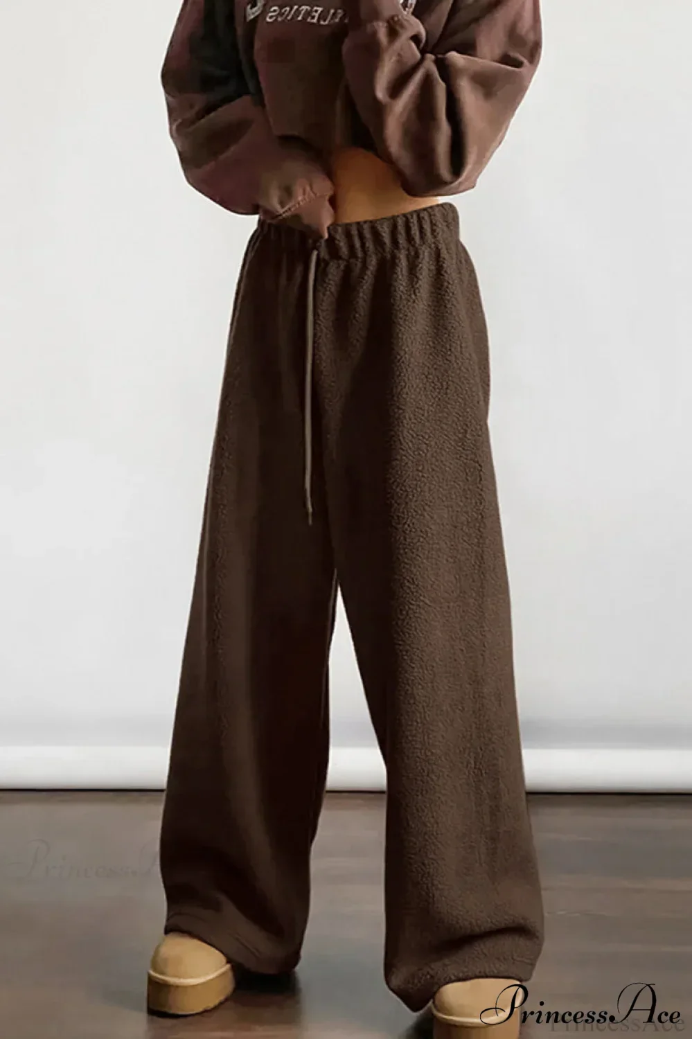 Lamb Fleece Casual Tie Waist Sports Pants - Image 7