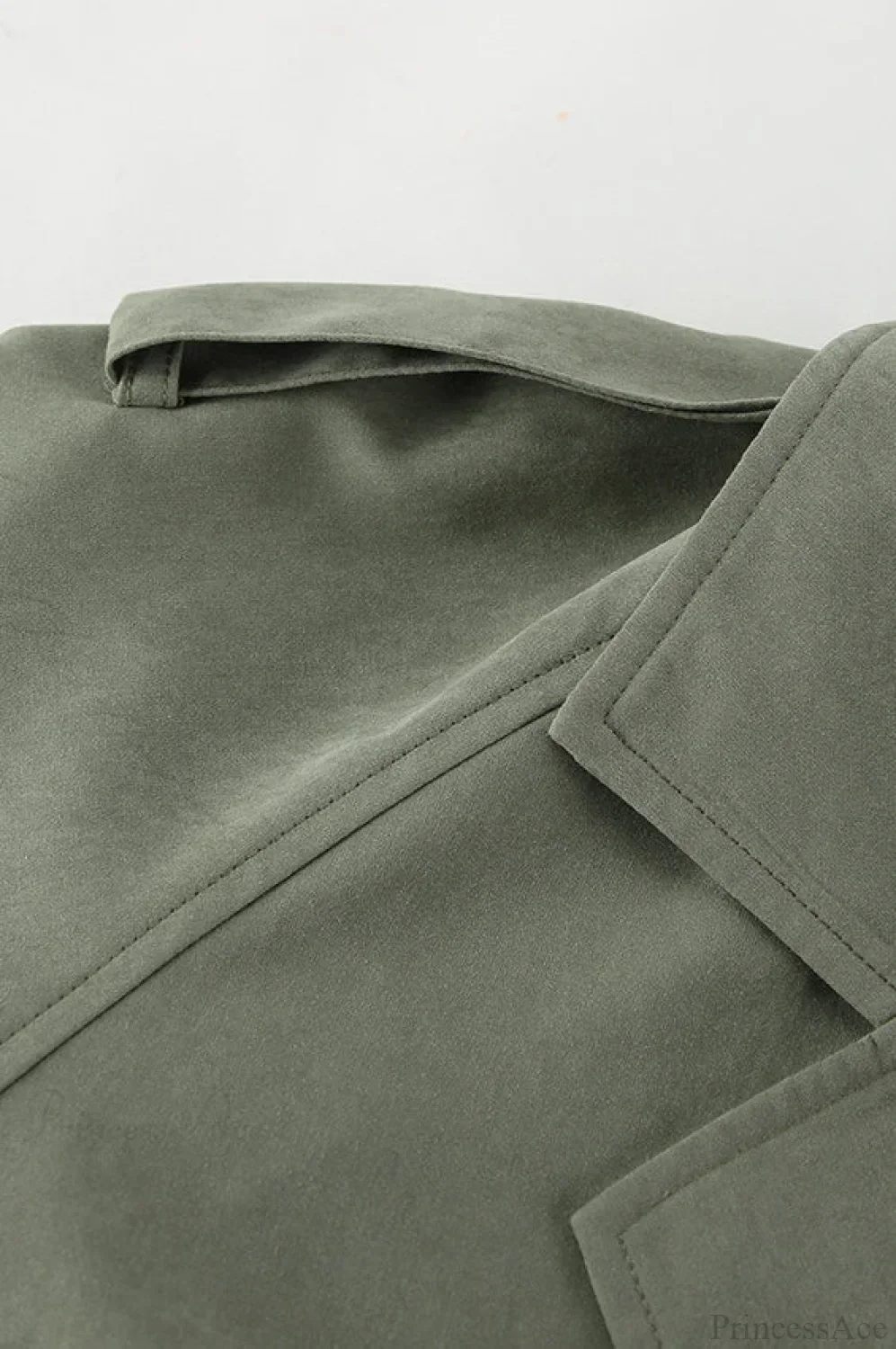 Lazy Casual Chic Wide Collar Tie Waist Trench Coat - Image 5