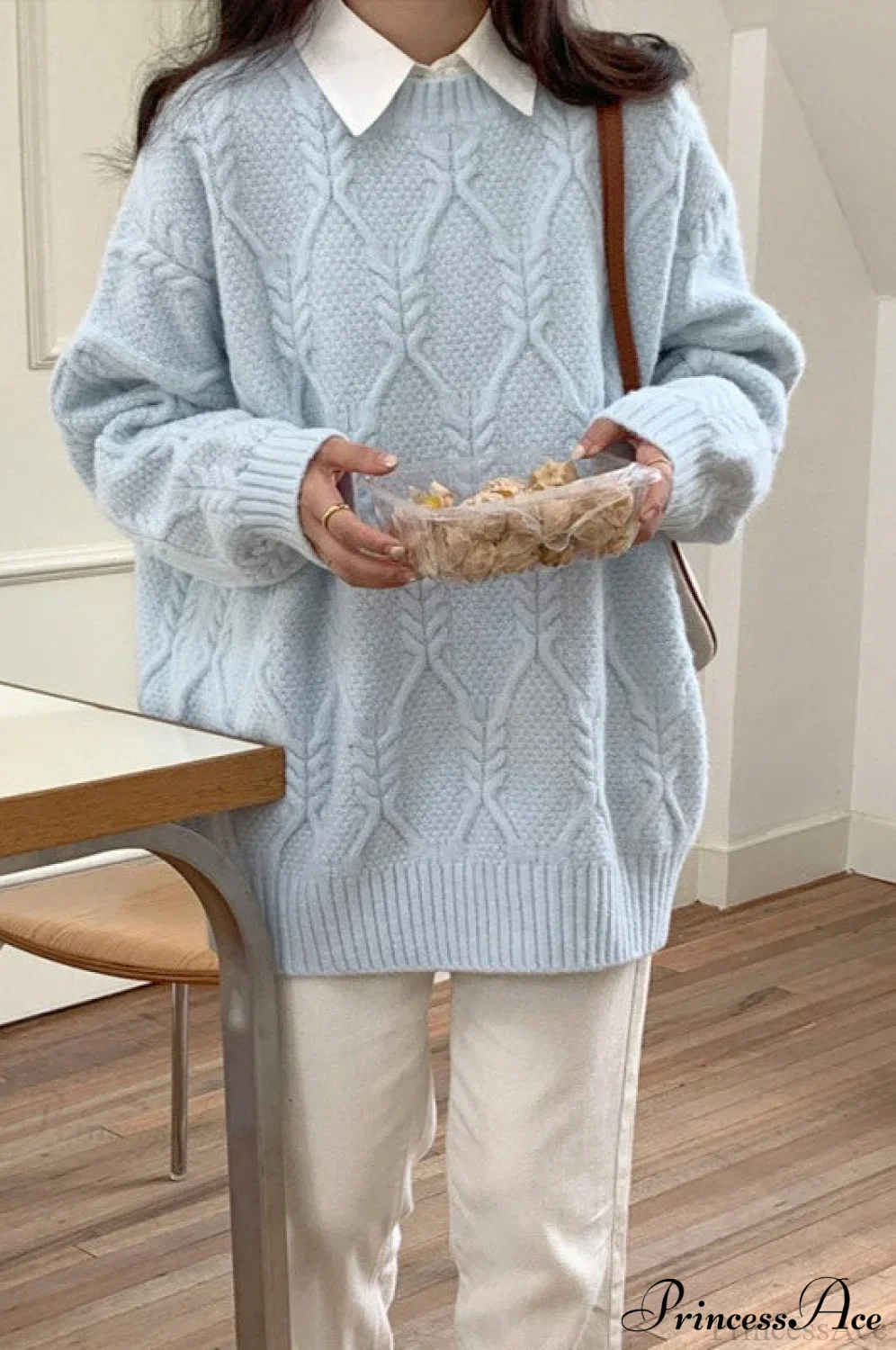 Lazy Style Candy-Colored Cable-Knit Sweater - Image 10
