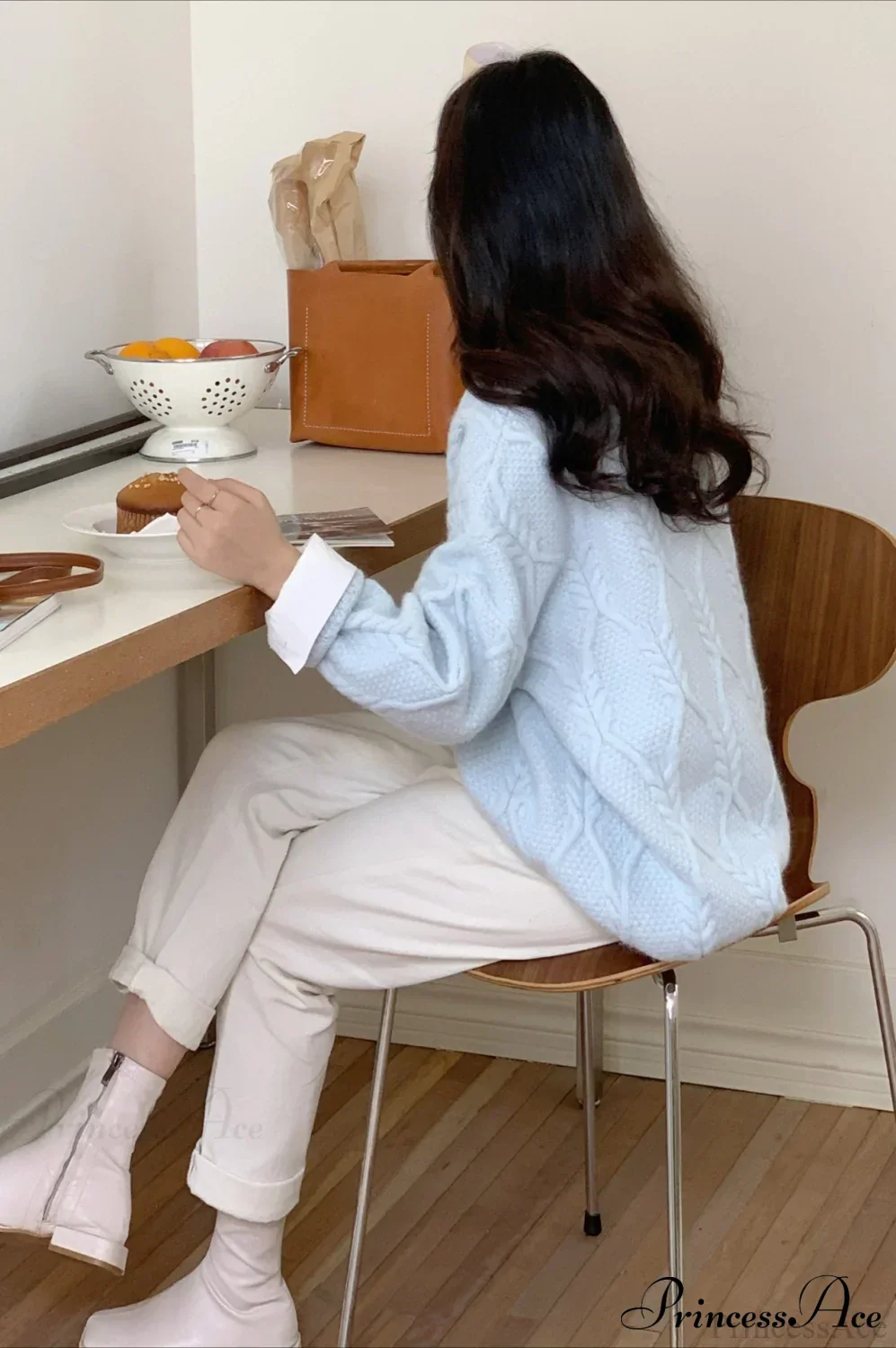 Lazy Style Candy-Colored Cable-Knit Sweater - Image 11