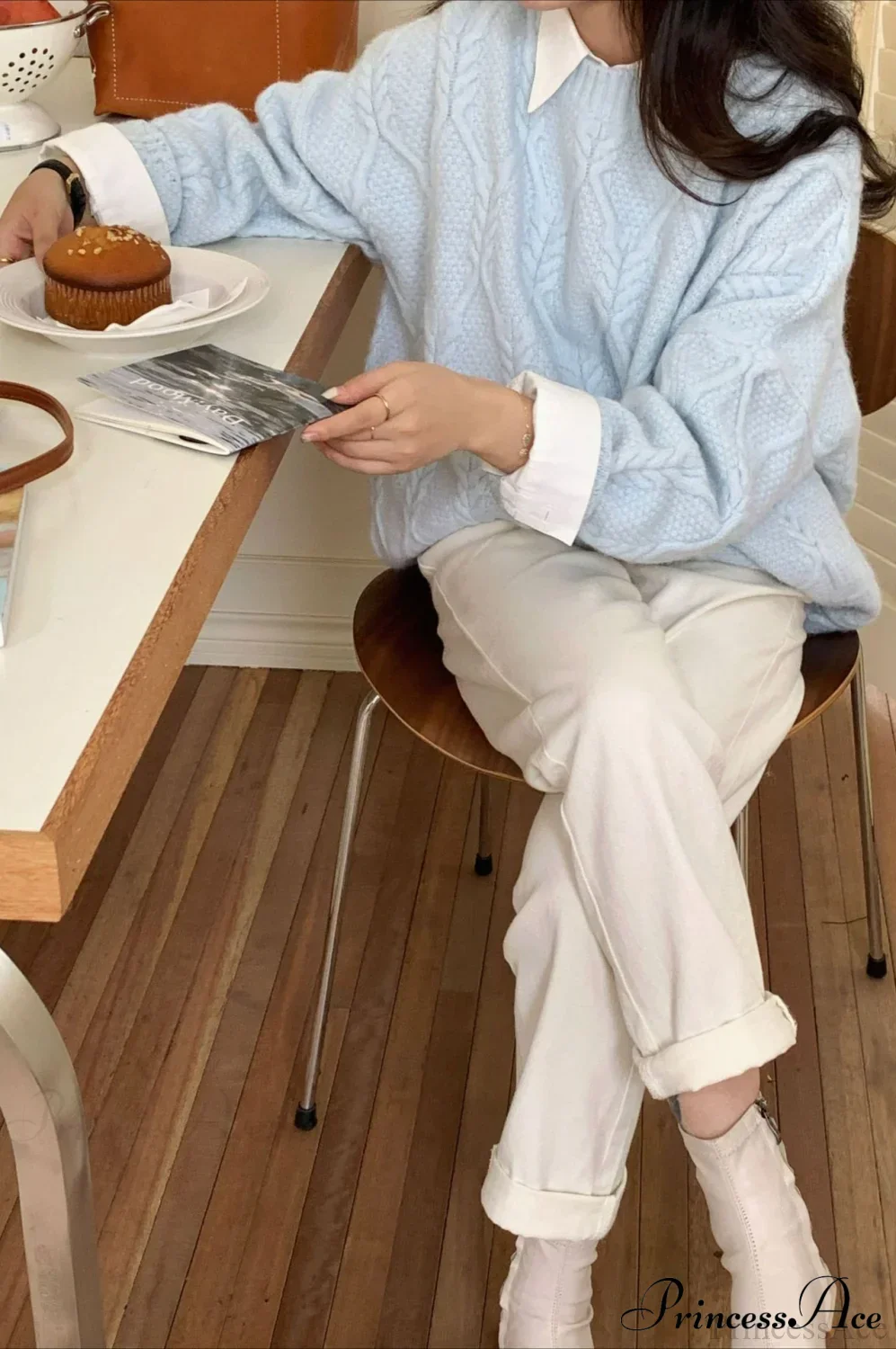 Lazy Style Candy-Colored Cable-Knit Sweater - Image 12